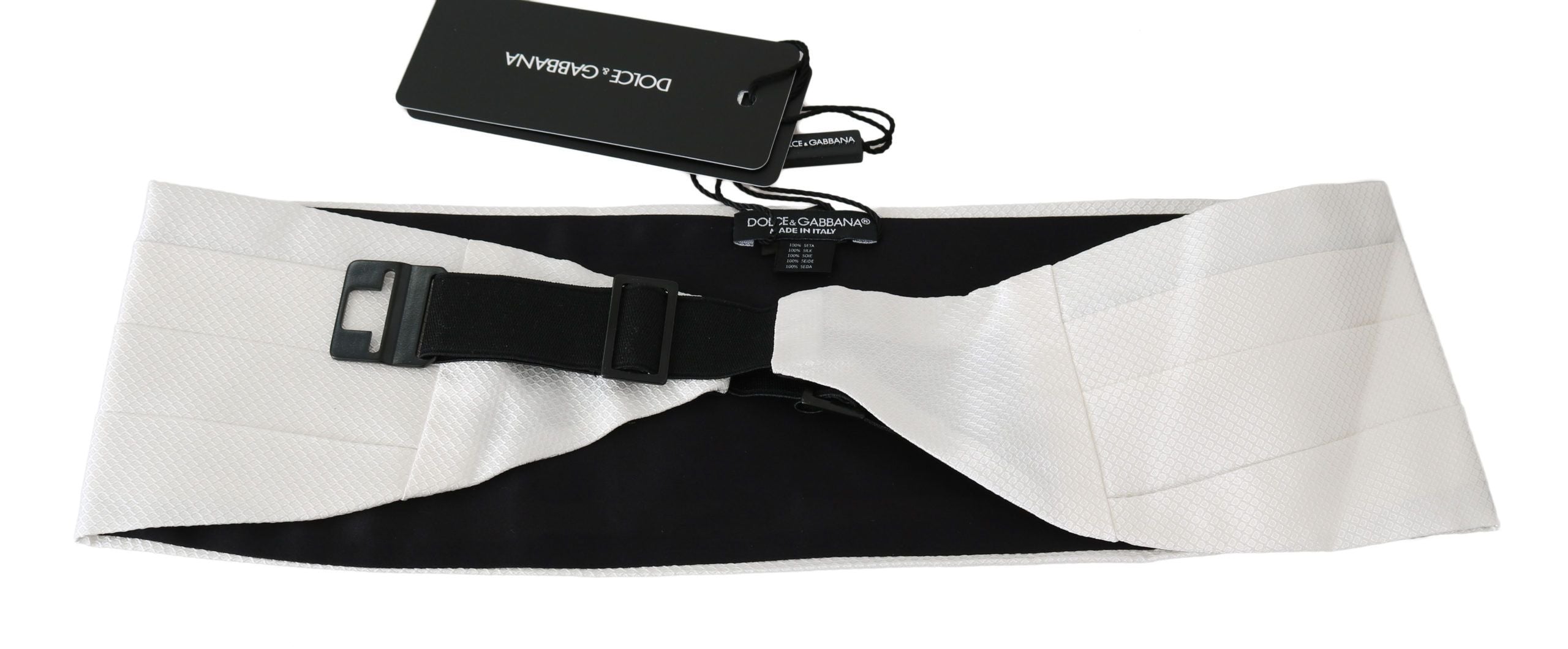 Dolce & Gabbana White Men Waist Belt 100% Silk Men's Cummerbund