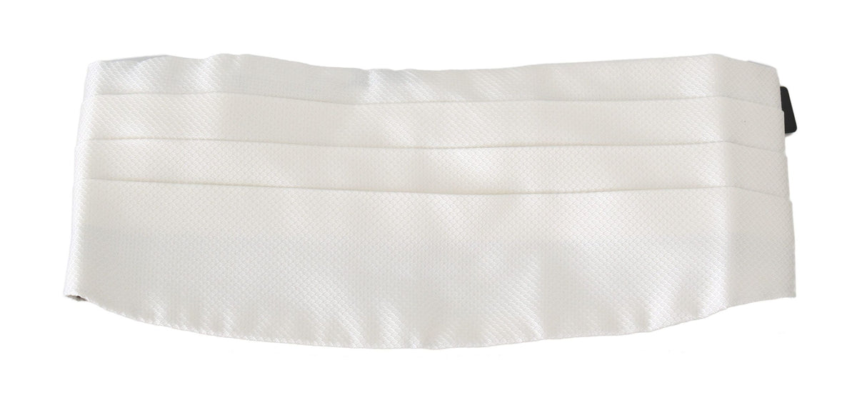 Dolce & Gabbana White Men Waist Belt 100% Silk Men's Cummerbund