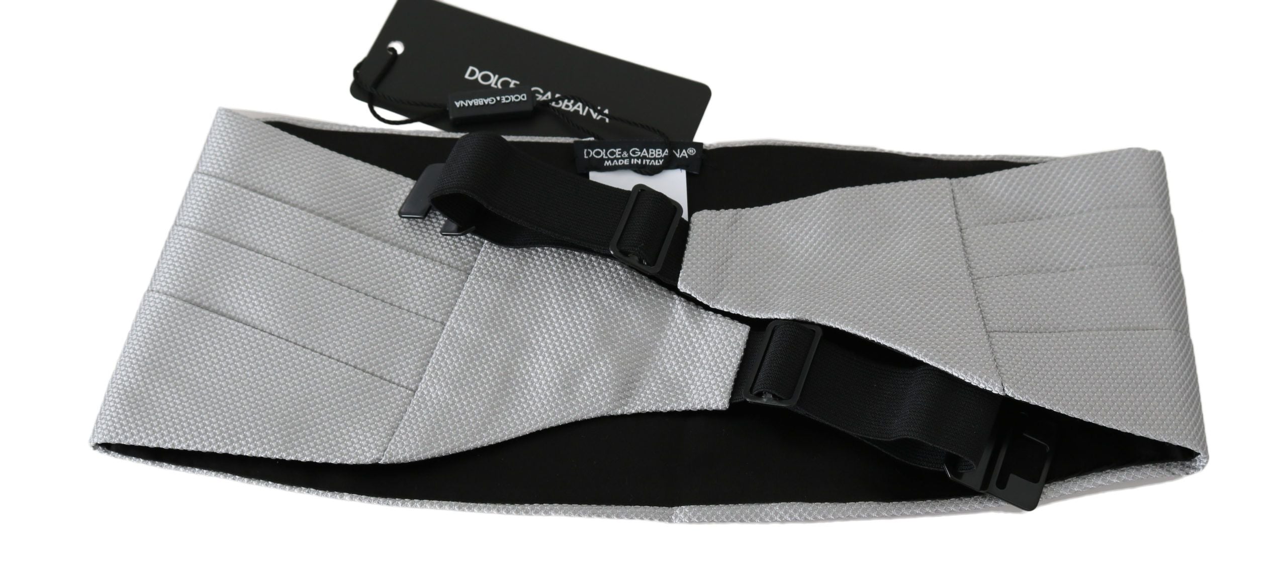 Dolce & Gabbana Gray Men Waist Belt 100% Silk Men's Cummerbund