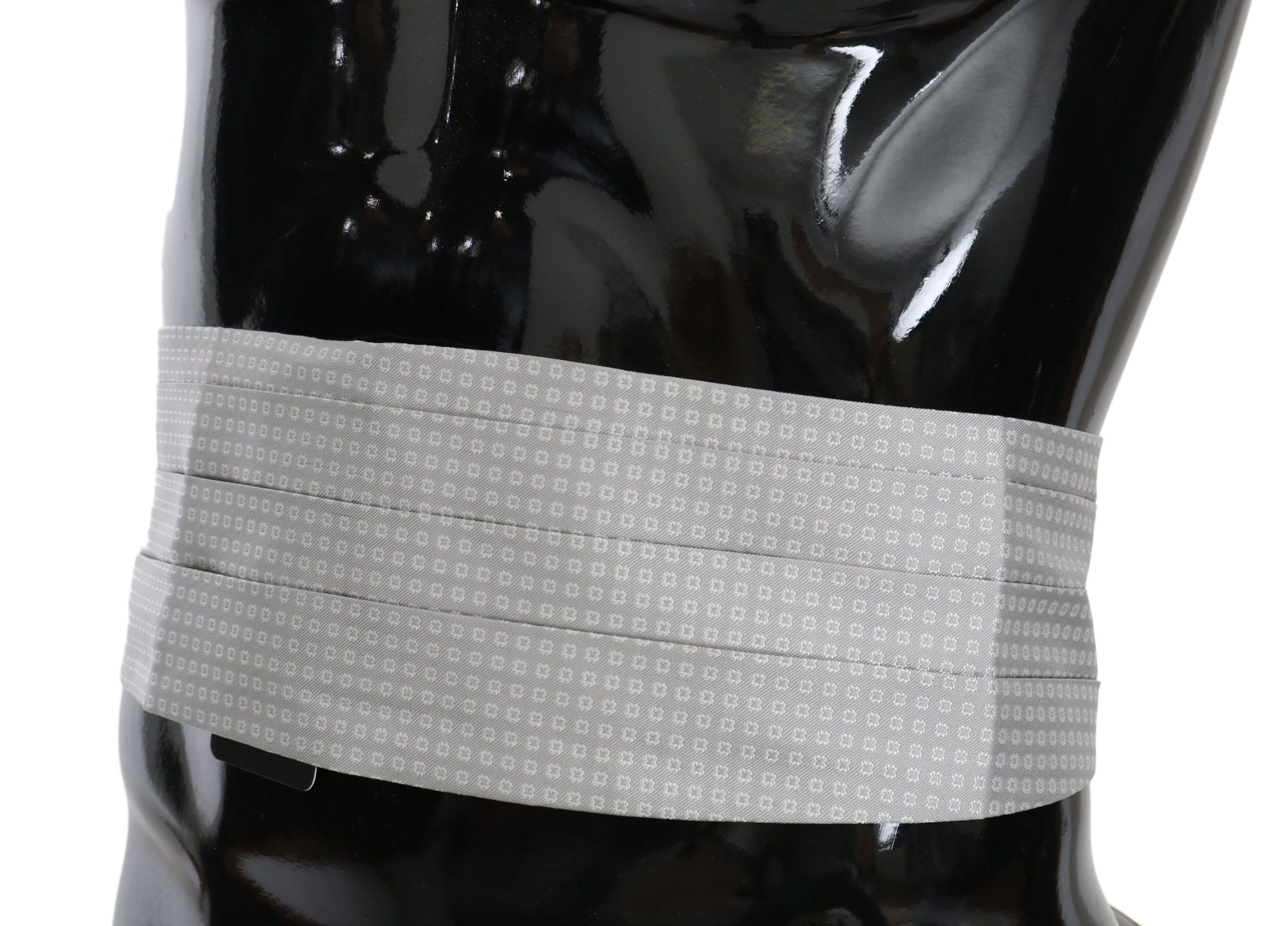 Dolce & Gabbana Gray Patterned Waist Belt Silk Men's Cummerbund