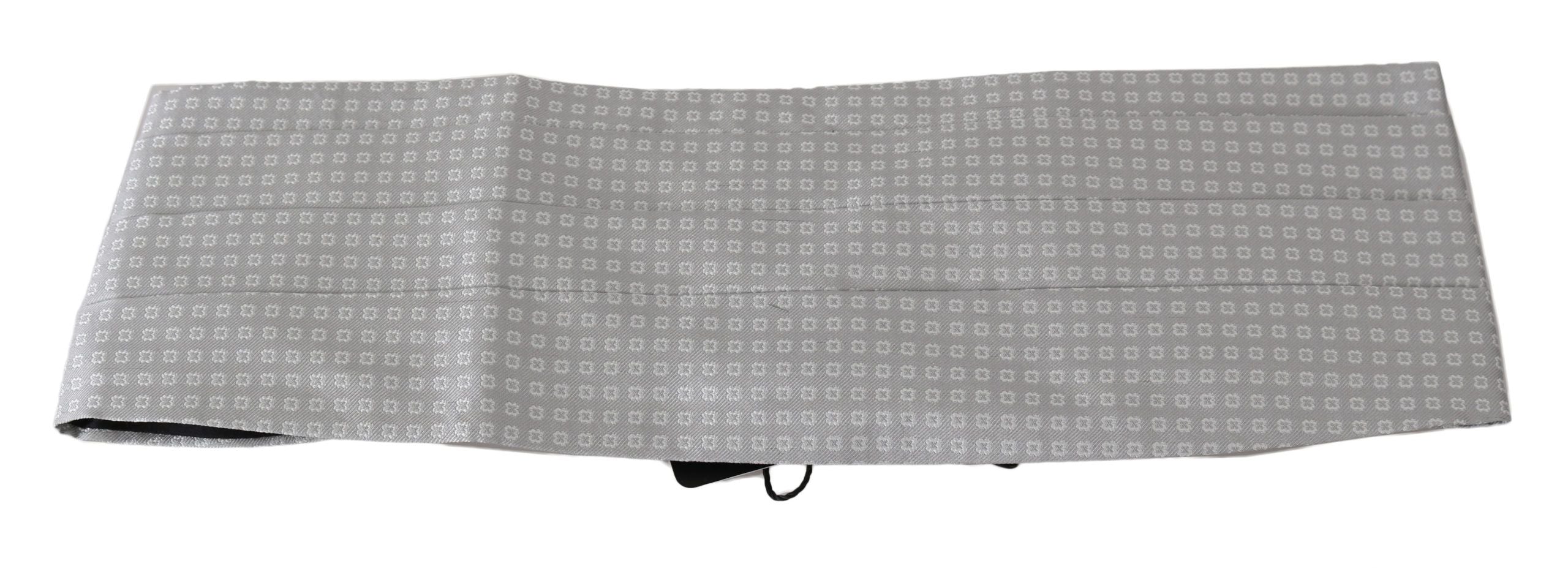 Dolce & Gabbana Gray Patterned Waist Belt Silk Men's Cummerbund