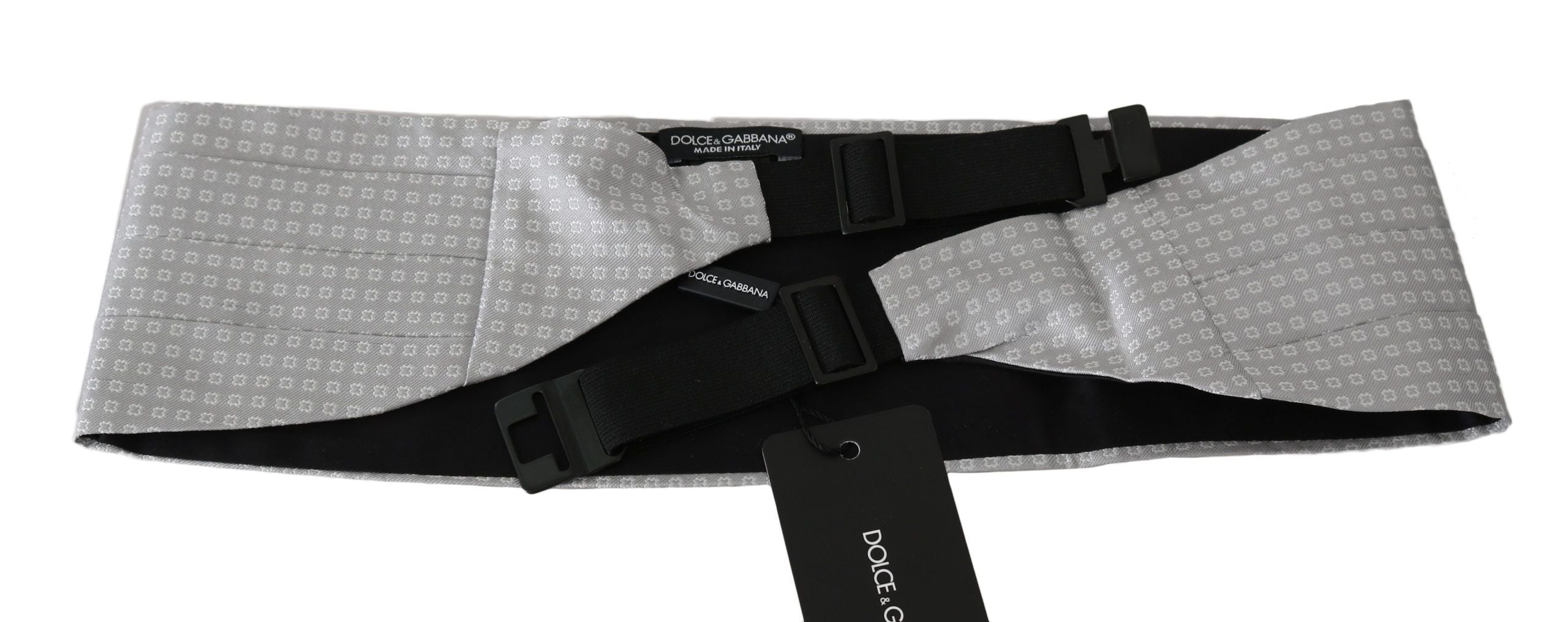 Dolce & Gabbana Gray Patterned Waist Belt Silk Men's Cummerbund