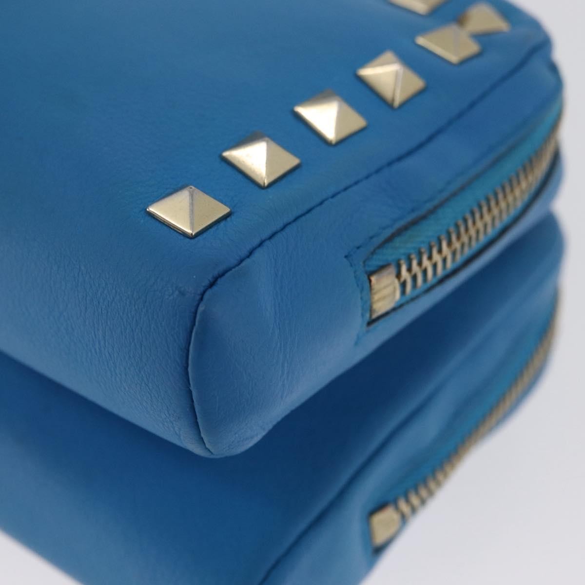 Valentino Garavani Rockstud Chain Camera Leather Blue Leather Clutche & Pouche Bag (Pre-Owned)