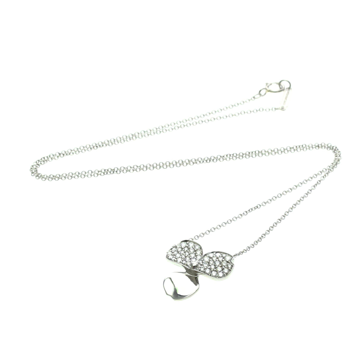 Tiffany & Co. Paper Flowers Pendant Platinum With Pave Diamonds Silver Platinum Necklace Jewelry (Pre-Owned)
