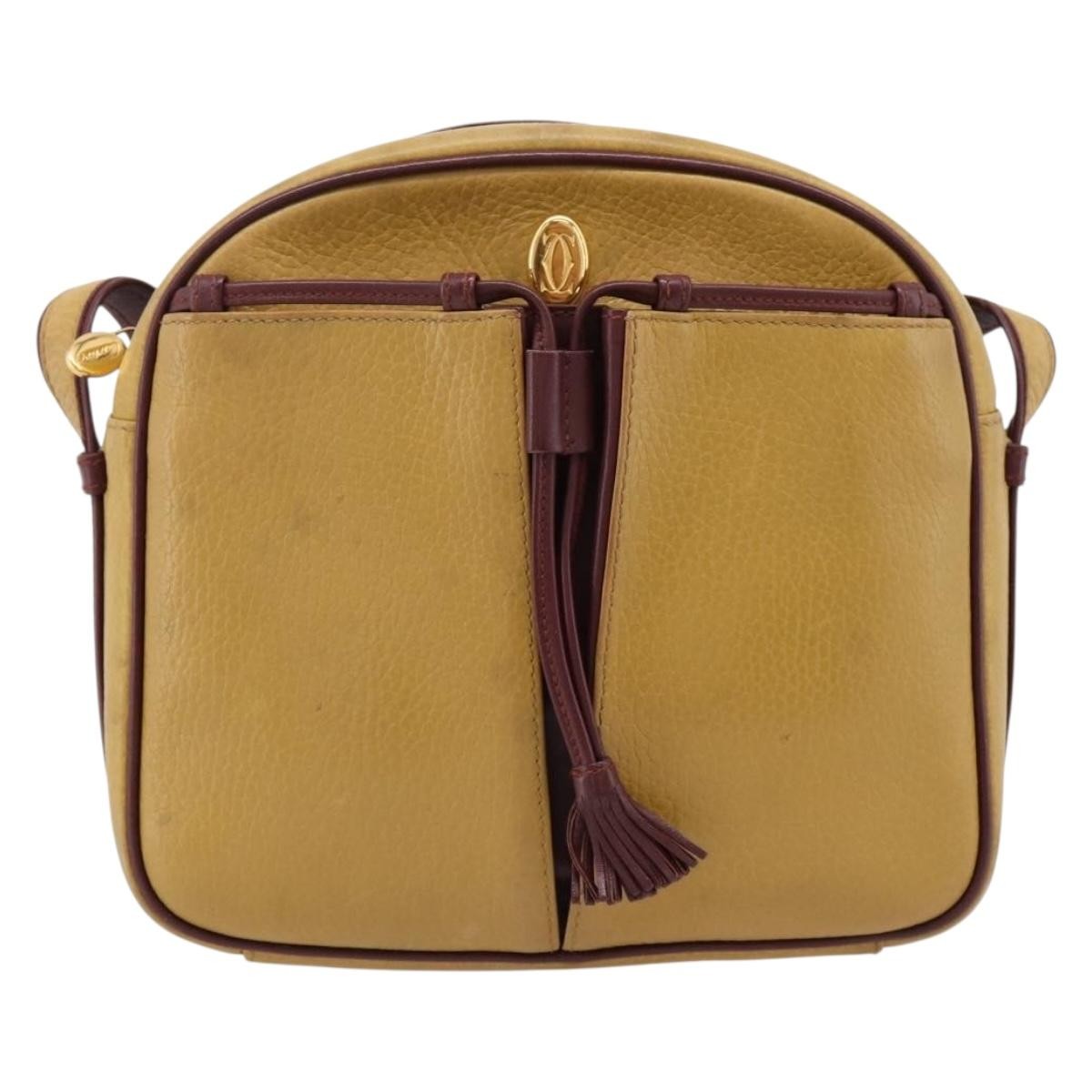 Cartier Tasseled Must De Cartier Leather Beige Leather Shoulder Bag Bag (Pre-Owned)