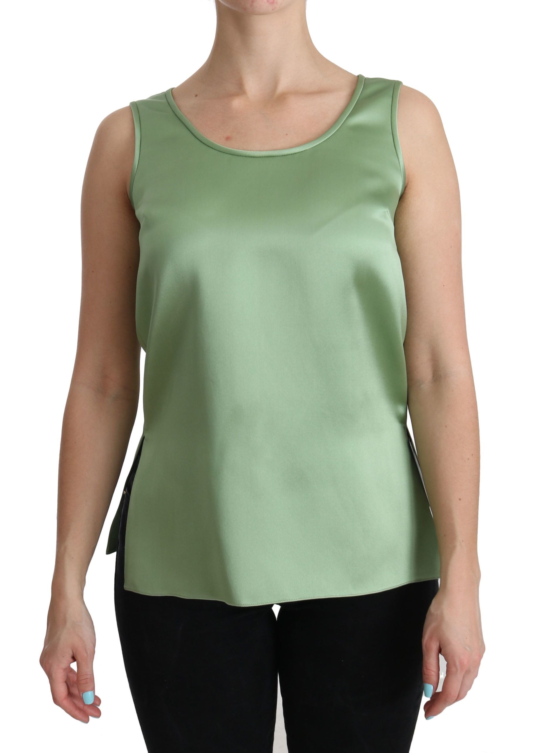 Dolce & Gabbana Elegant Silk Sleeveless Top in Light Mint Women's Green
