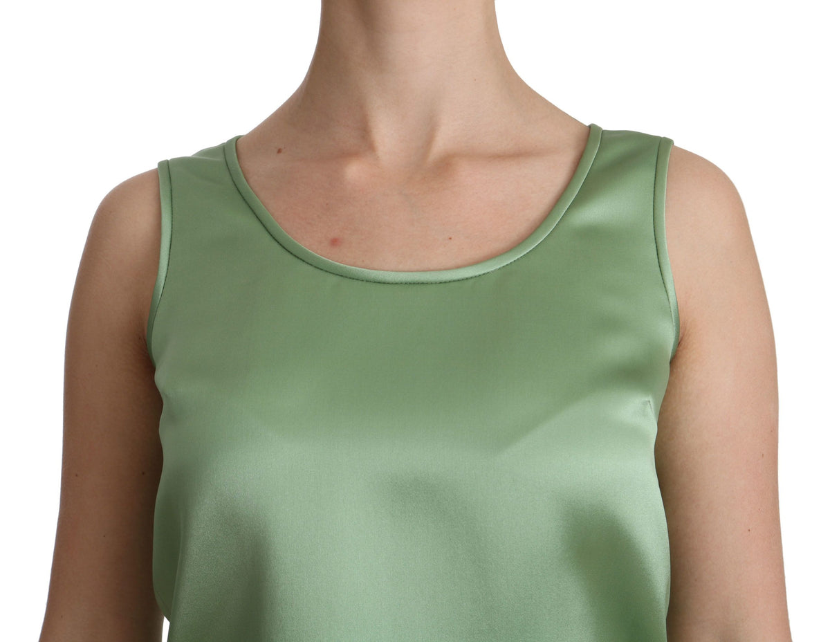 Dolce & Gabbana Green Sleeveless 100% Silk Top Tank Women's Blouse
