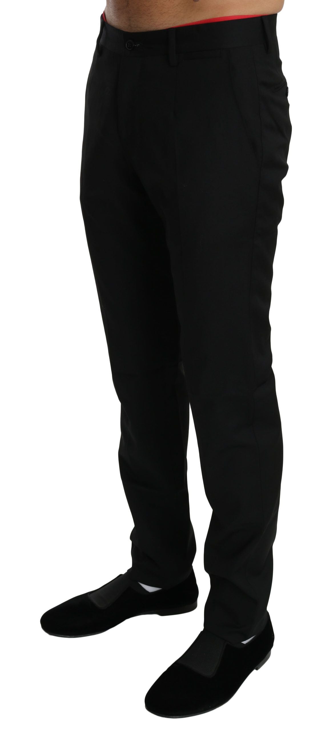 Dolce & Gabbana Elegant Black Wool Dress Men's Pants
