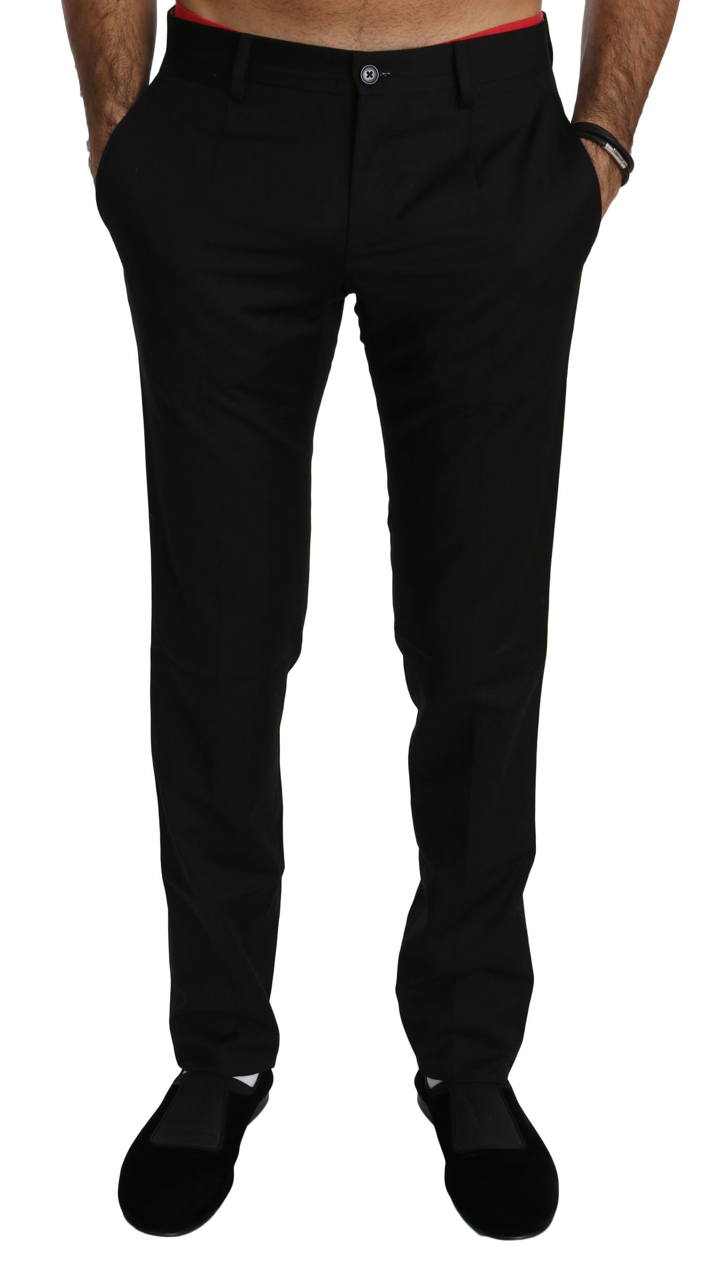 Dolce & Gabbana Elegant Black Wool Dress Men's Pants