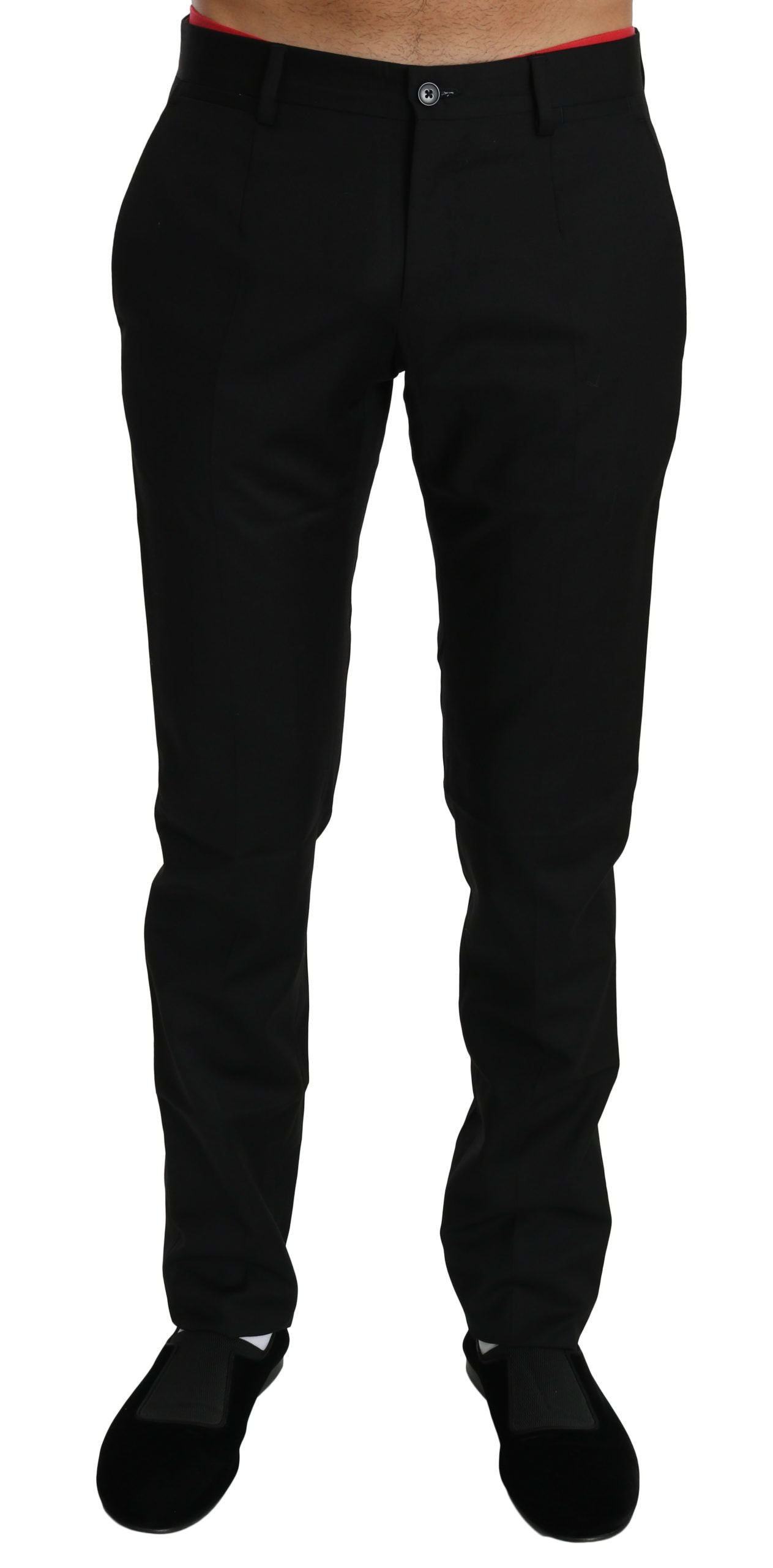 Dolce & Gabbana Elegant Black Wool Dress Men's Pants