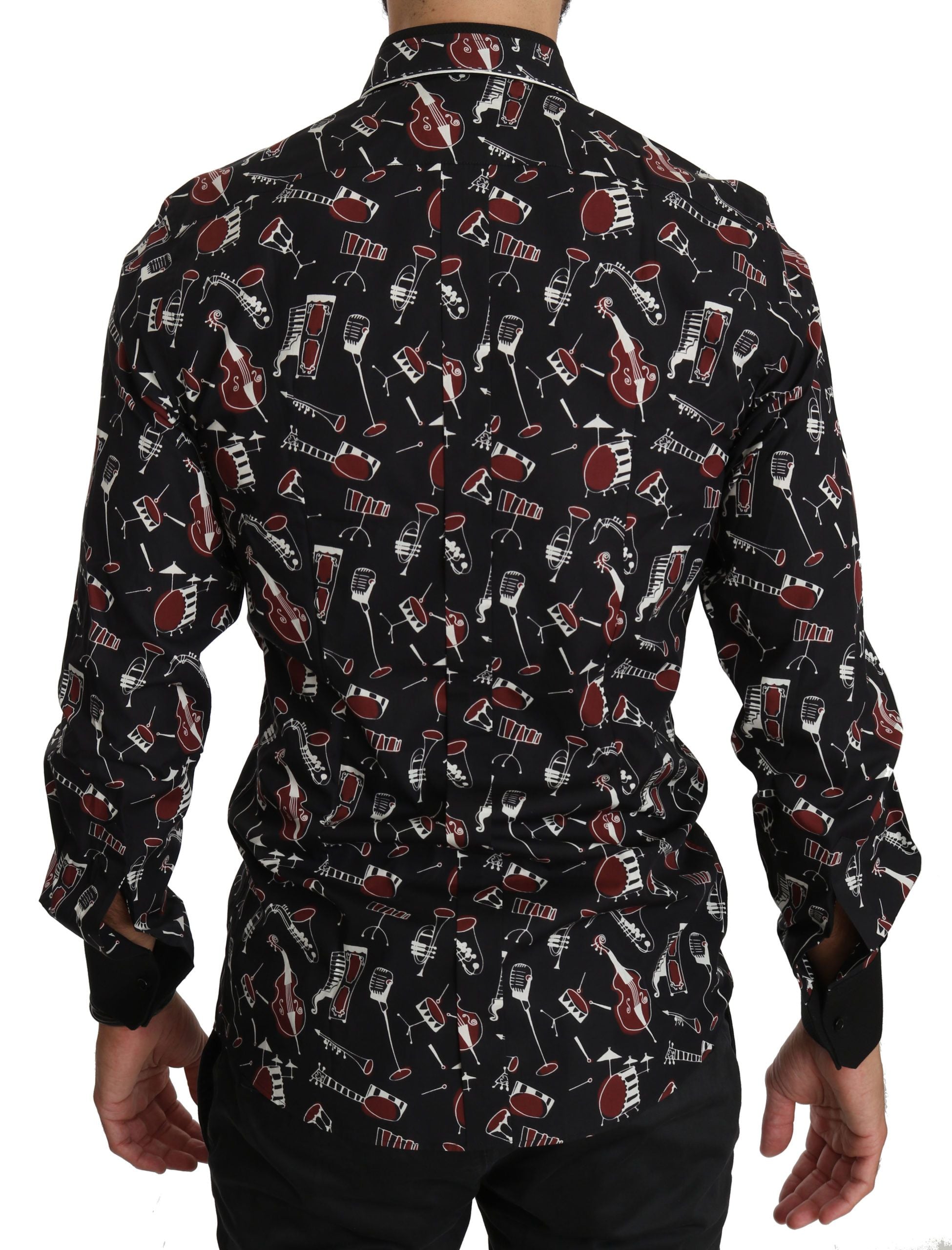 Dolce & Gabbana Black Musical Instrument Slim fit Men's Shirt
