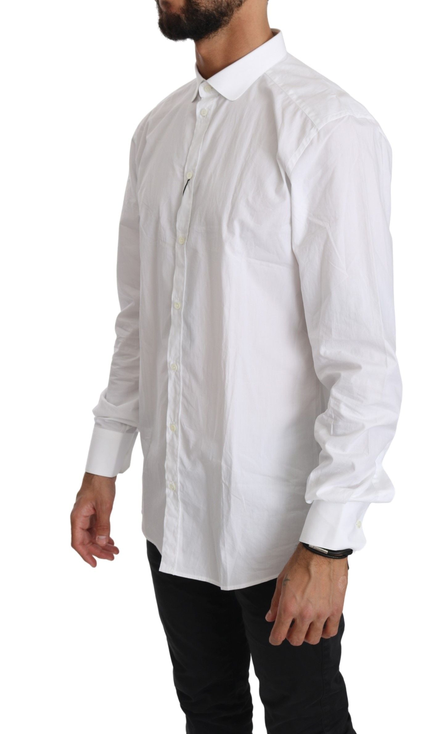 Dolce & Gabbana White Cotton Long Sleeve Top Men's Shirt