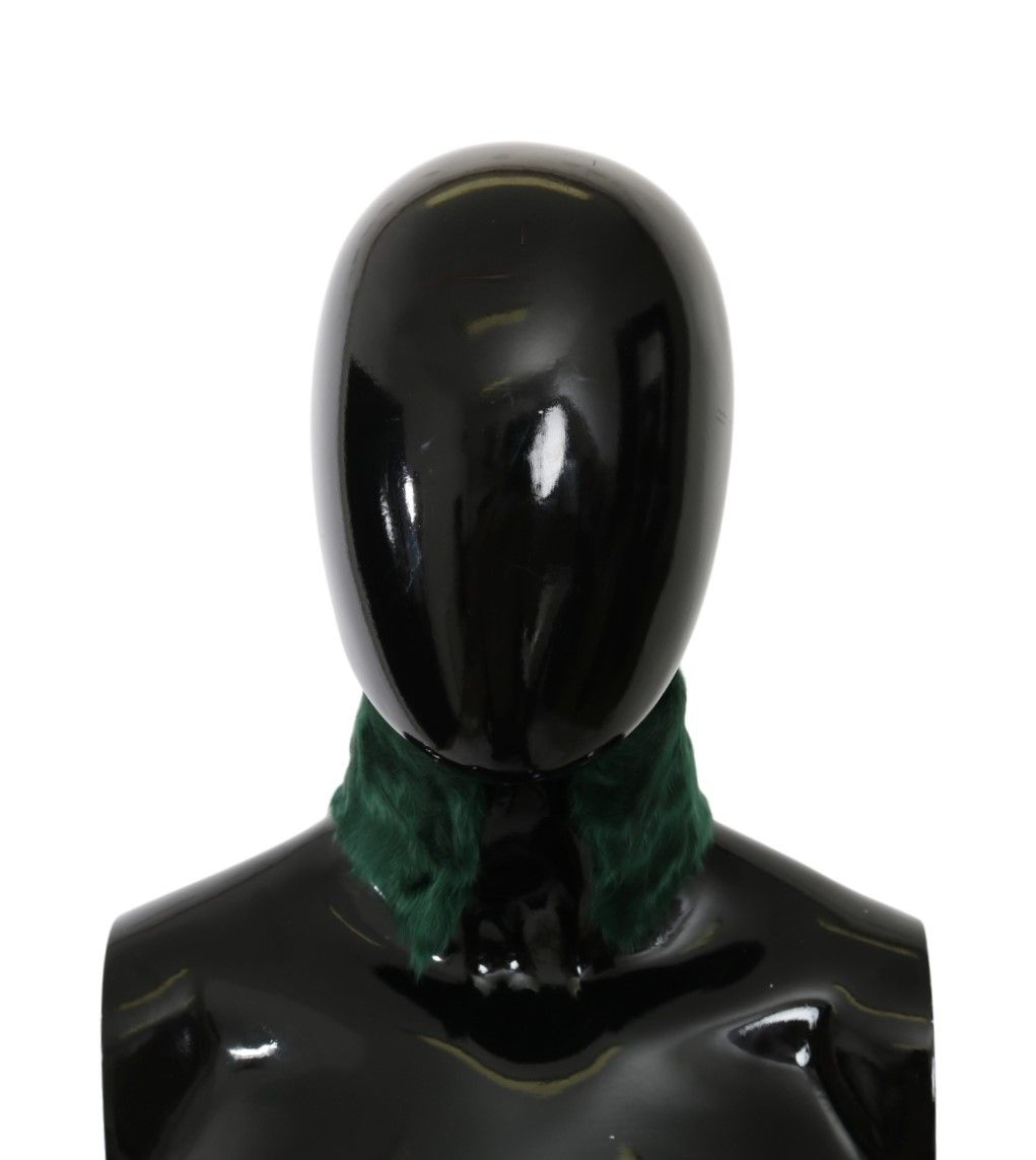 Dolce & Gabbana Green Fur Neck Collar Wrap Lambskin Women's Scarf