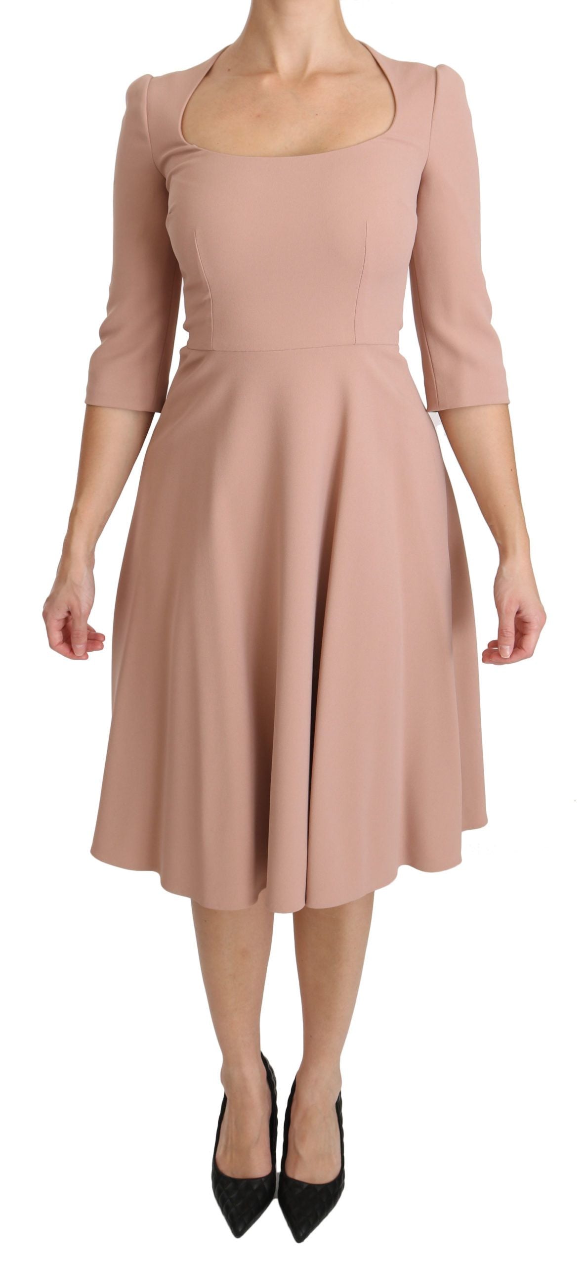 Dolce & Gabbana Pink 3/4 Sleeves A-line Viscose Women's Dress
