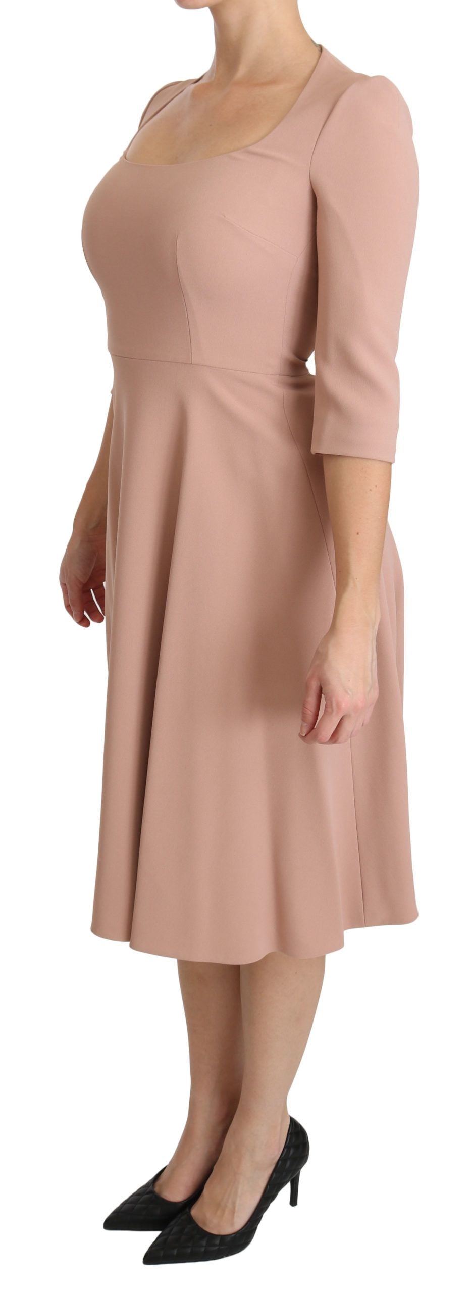 Dolce & Gabbana Pink 3/4 Sleeves A-line Viscose Women's Dress