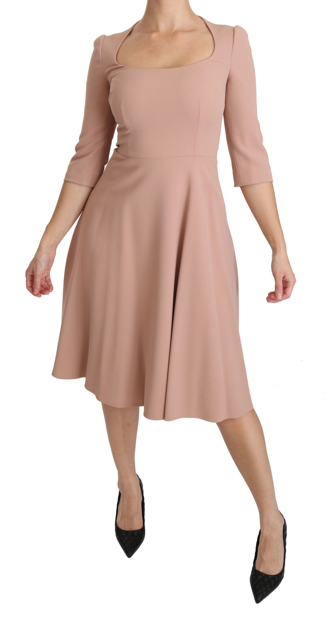 Dolce & Gabbana Pink 3/4 Sleeves A-line Viscose Women's Dress