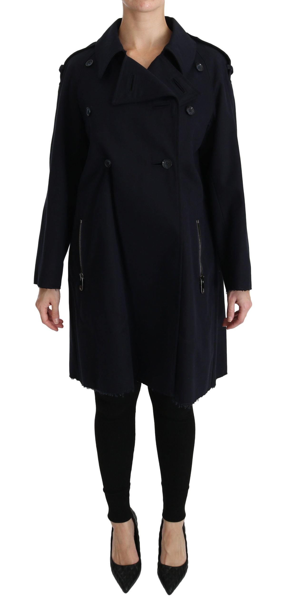 Dolce & Gabbana Coat Blue Cotton Women Trench Women's Jacket