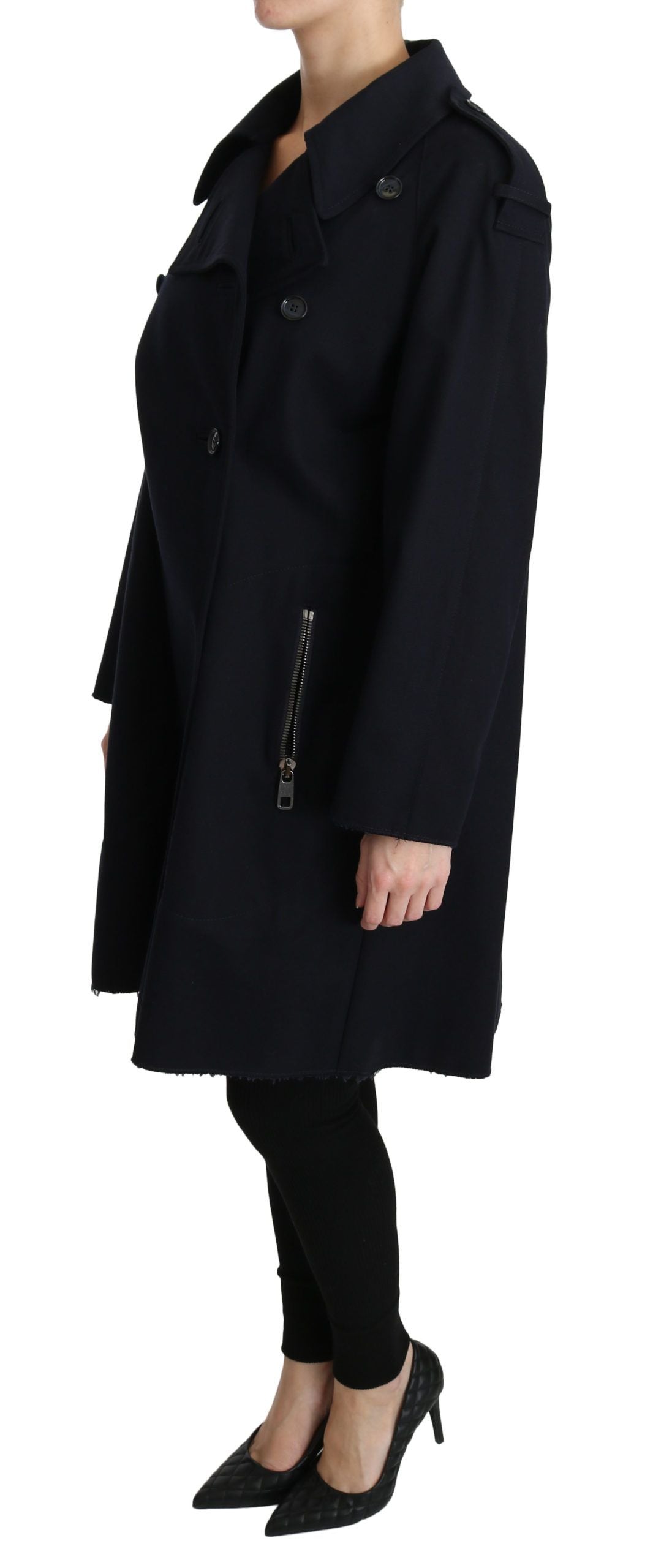 Dolce & Gabbana Coat Blue Cotton Women Trench Women's Jacket