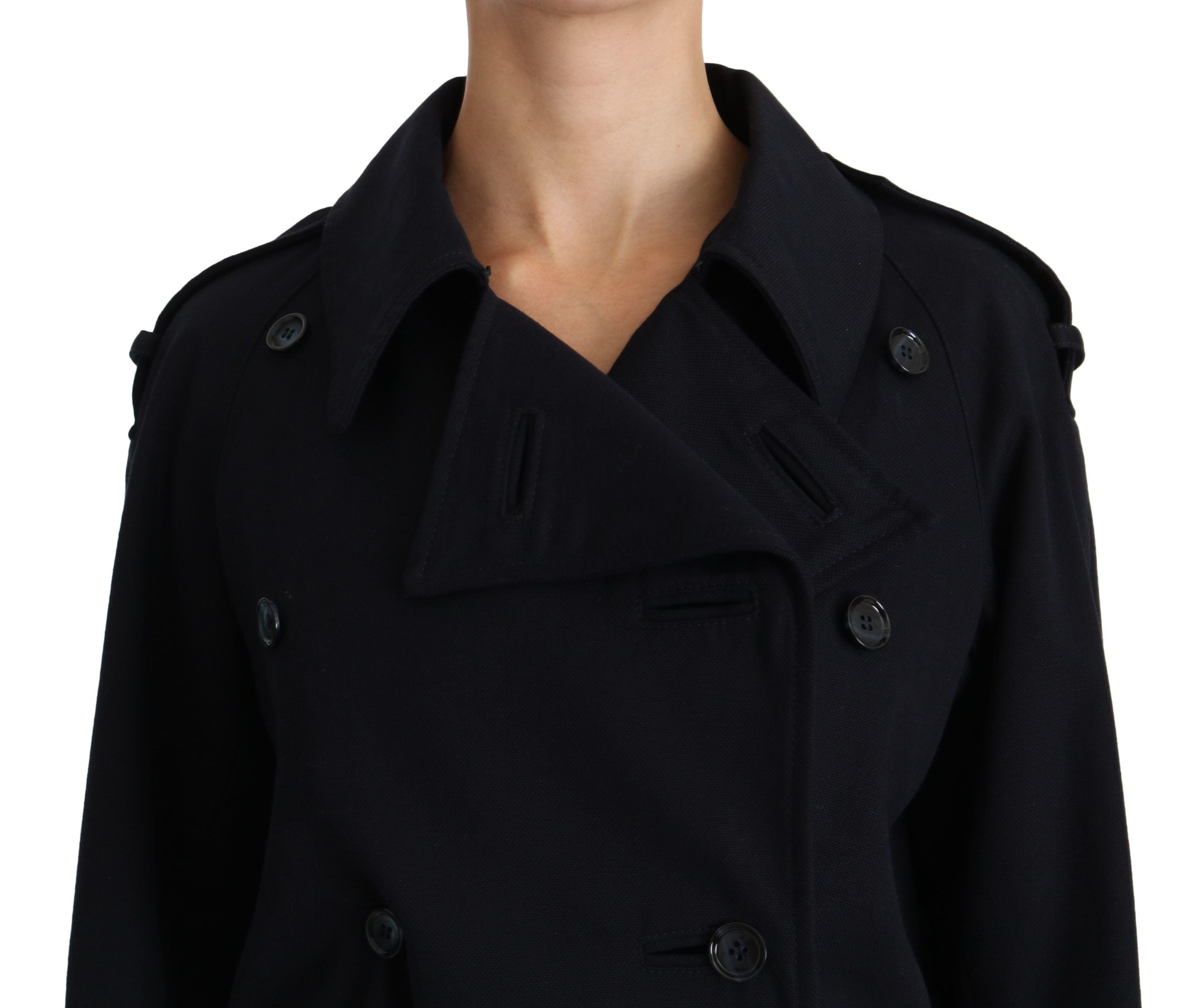 Dolce & Gabbana Coat Blue Cotton Women Trench Women's Jacket