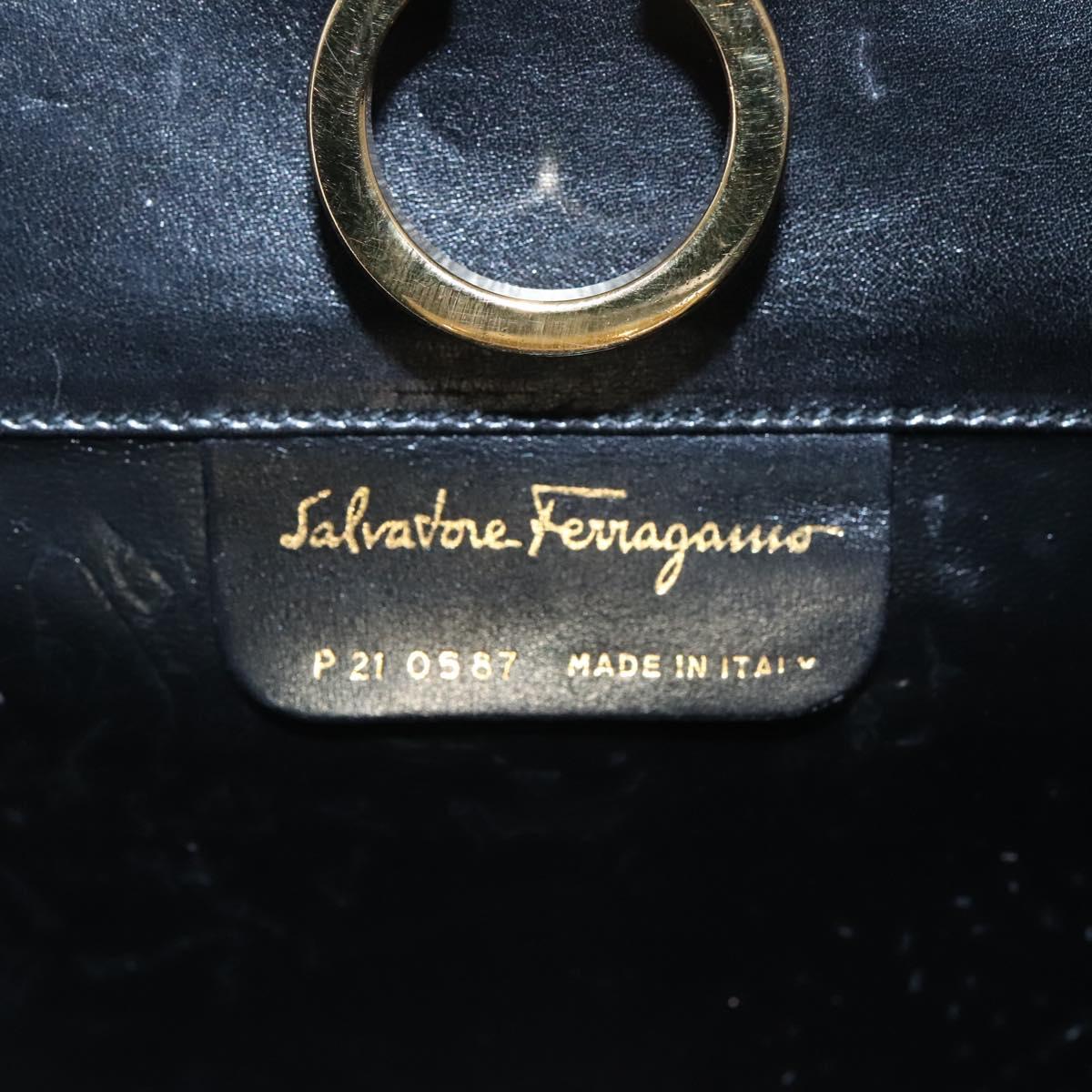 Salvatore Ferragamo Gancini Black Leather Shoulder Bag (Pre-Owned)