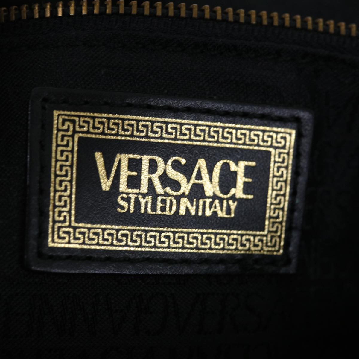 Versace Vanity Black Leather Handbag (Pre-Owned)