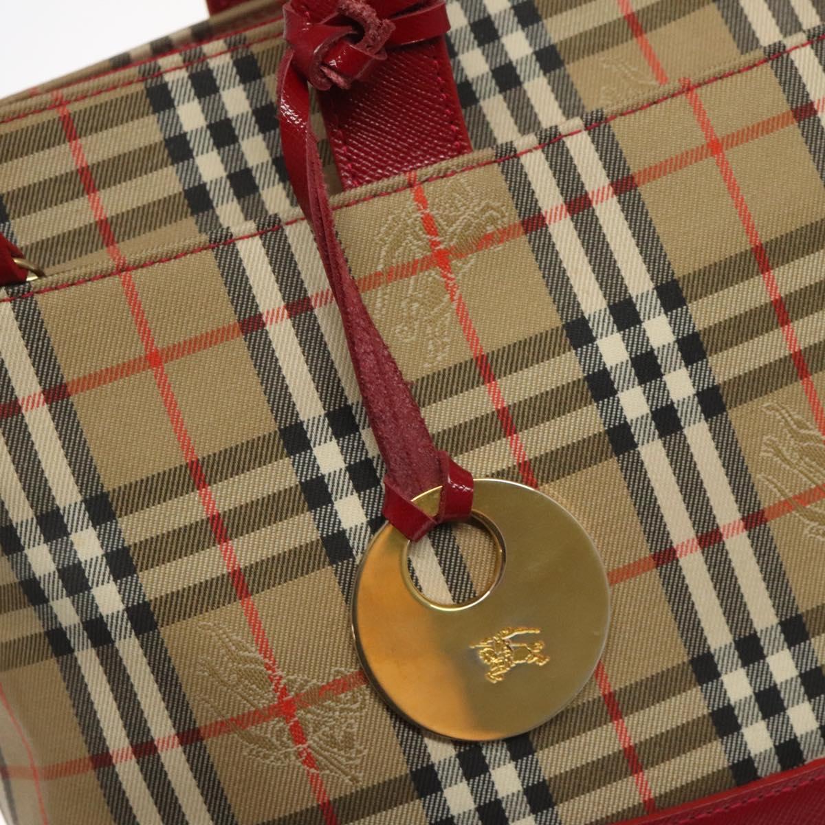Burberry Nova Check Beige Canvas Handbag (Pre-Owned)
