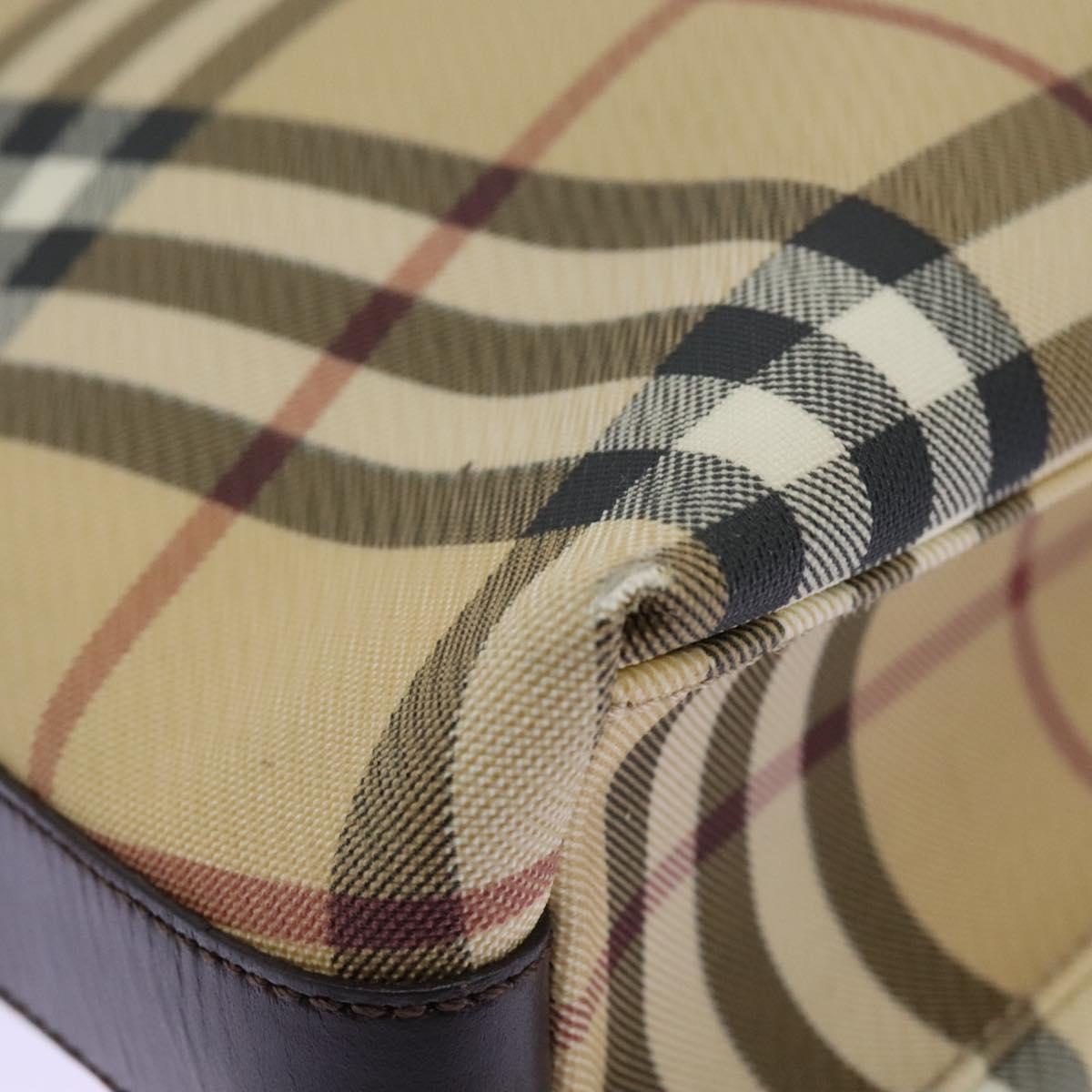 Burberry Nova Check Beige Canvas Shoulder Bag (Pre-Owned)
