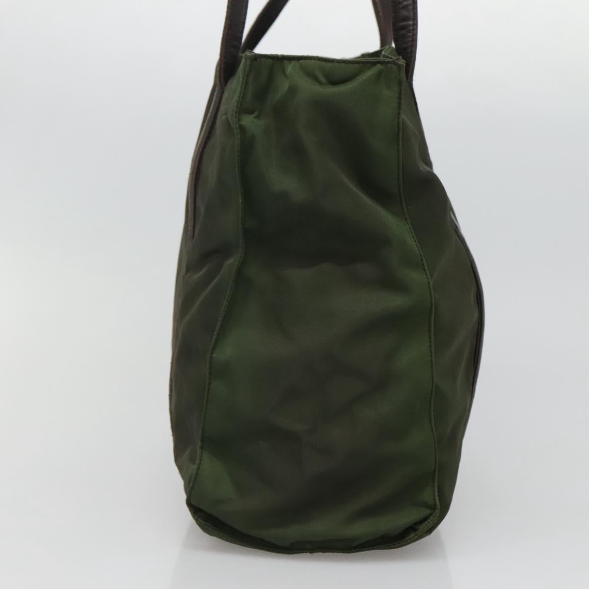 Prada Triangle Logo Khaki Synthetic Tote Bag (Pre-Owned)