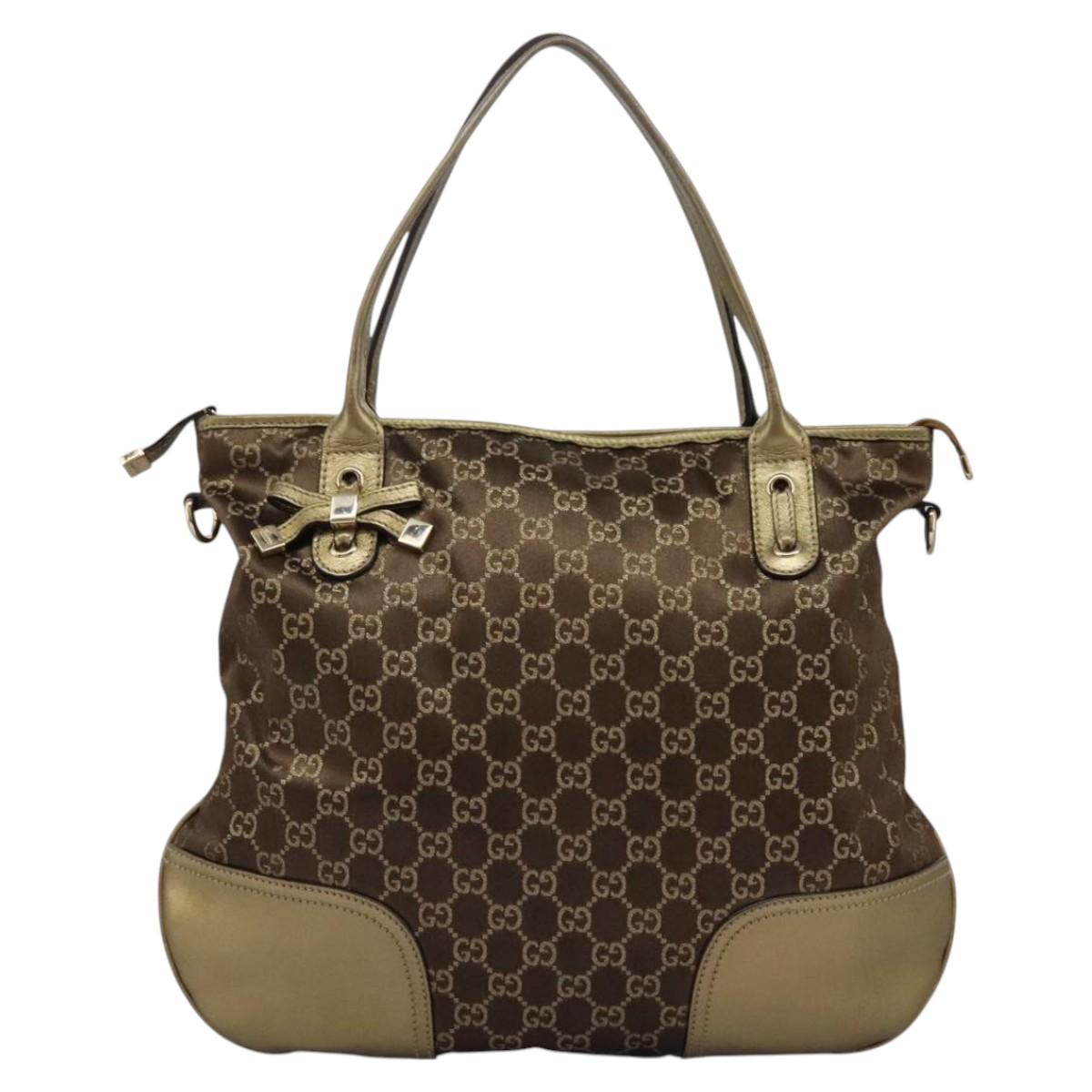 Gucci Princy Brown Canvas Tote Bag (Pre-Owned)