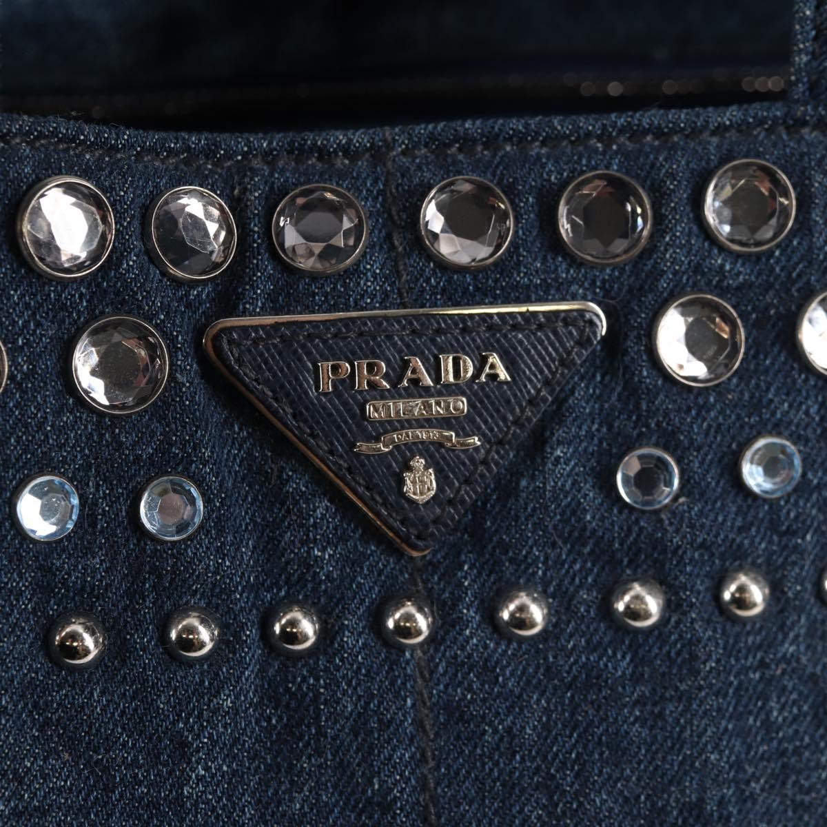 Prada Canapa Blue Canvas Tote Bag (Pre-Owned)