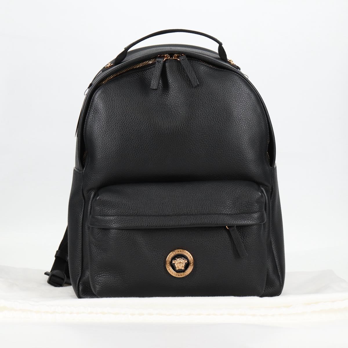 Versace Medusa Black Leather Backpack Bag (Pre-Owned)