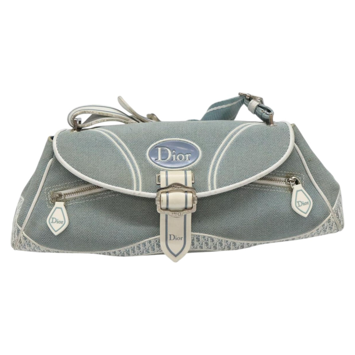 Dior Trotter Blue Canvas Shoulder Bag (Pre-Owned)