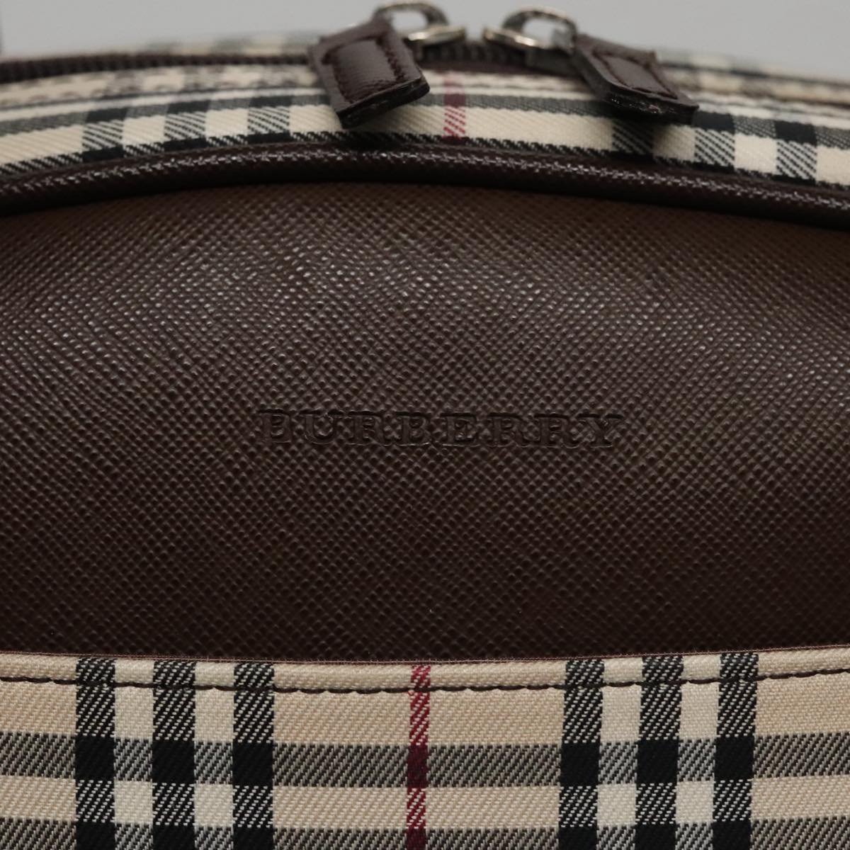 Burberry Nova Check Beige Canvas Handbag (Pre-Owned)