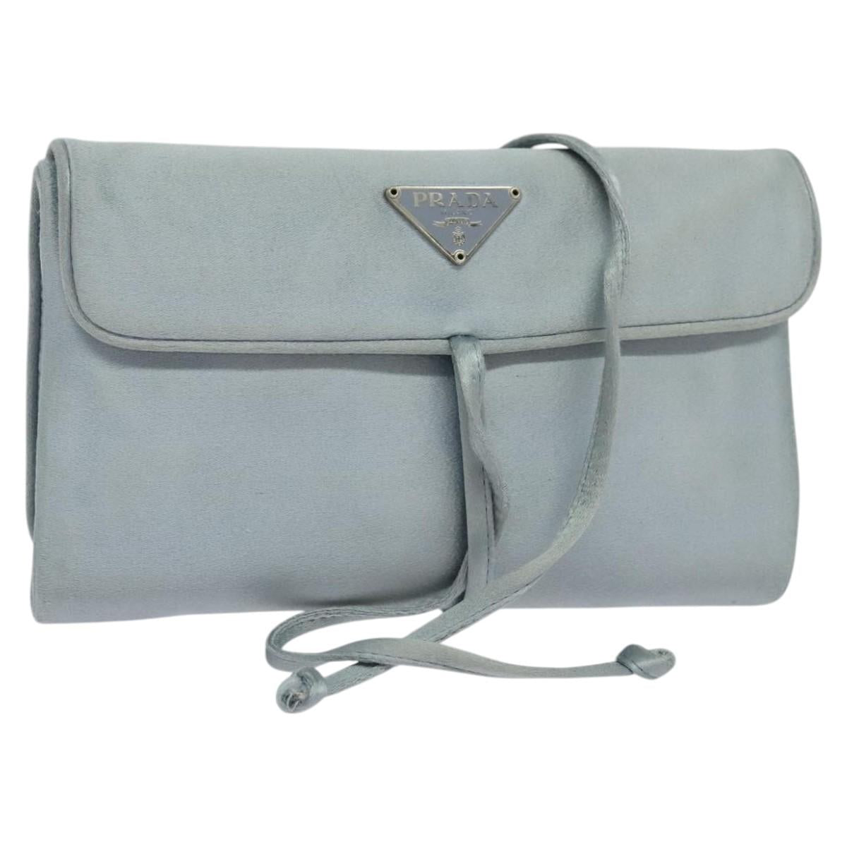 Prada Cosmetic Pouch Turquoise Synthetic Clutch Bag (Pre-Owned)
