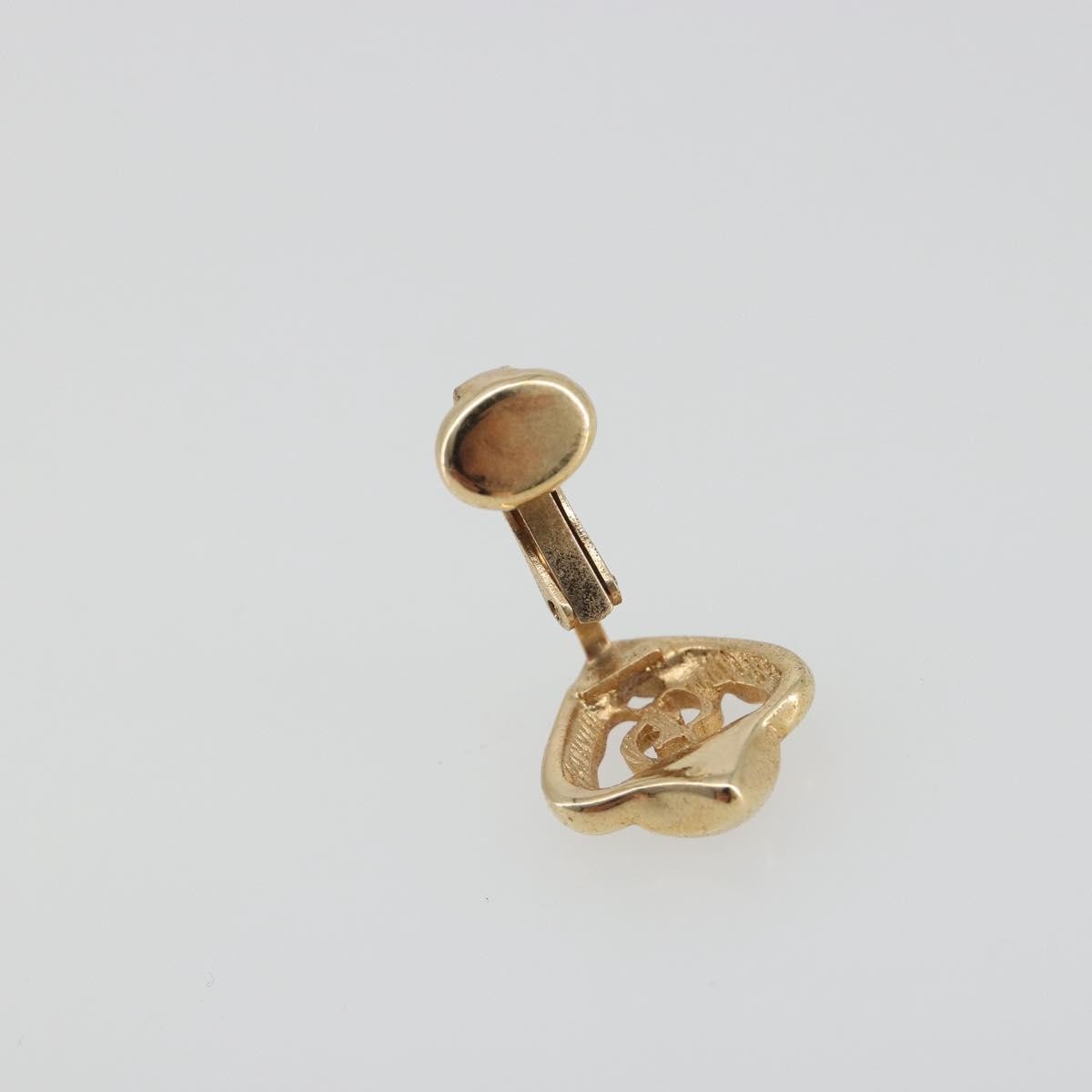 Christian Dior Vintage Heart Clip-On Metal Gold Gold Earrings Jewelry (Pre-Owned)