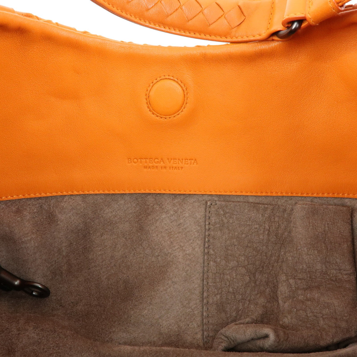 Bottega Veneta Campana Hobo Intrecciato Nappa Orange Leather Shoulder Bag Bag (Pre-Owned)