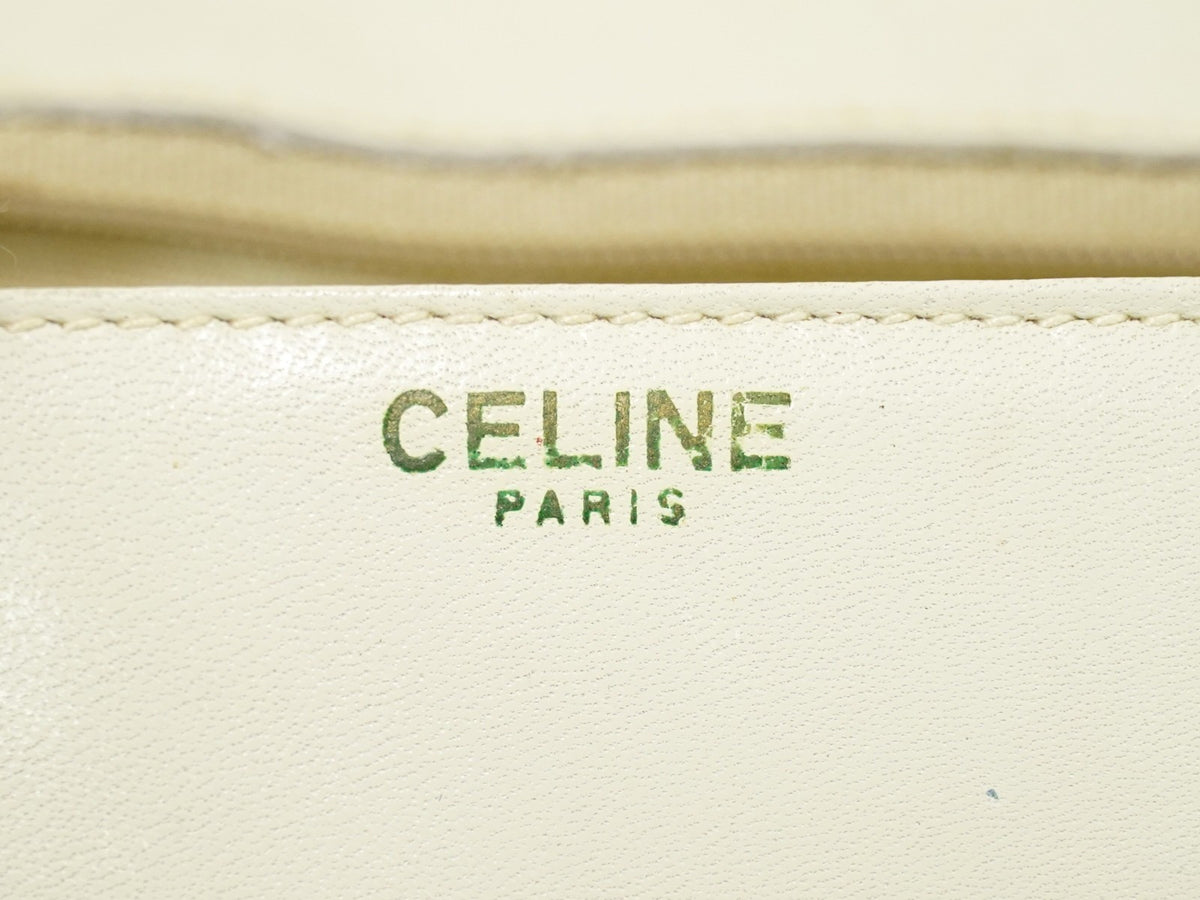 Celine Flap Shoulder Leather Beige Leather Shoulder Bag Bag (Pre-Owned)