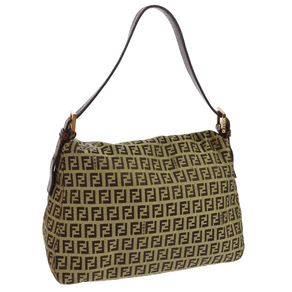 Fendi Zucchino Canvas Mamma Baguette Canvas Brown Canvas Shoulder Bag Bag (Pre-Owned)