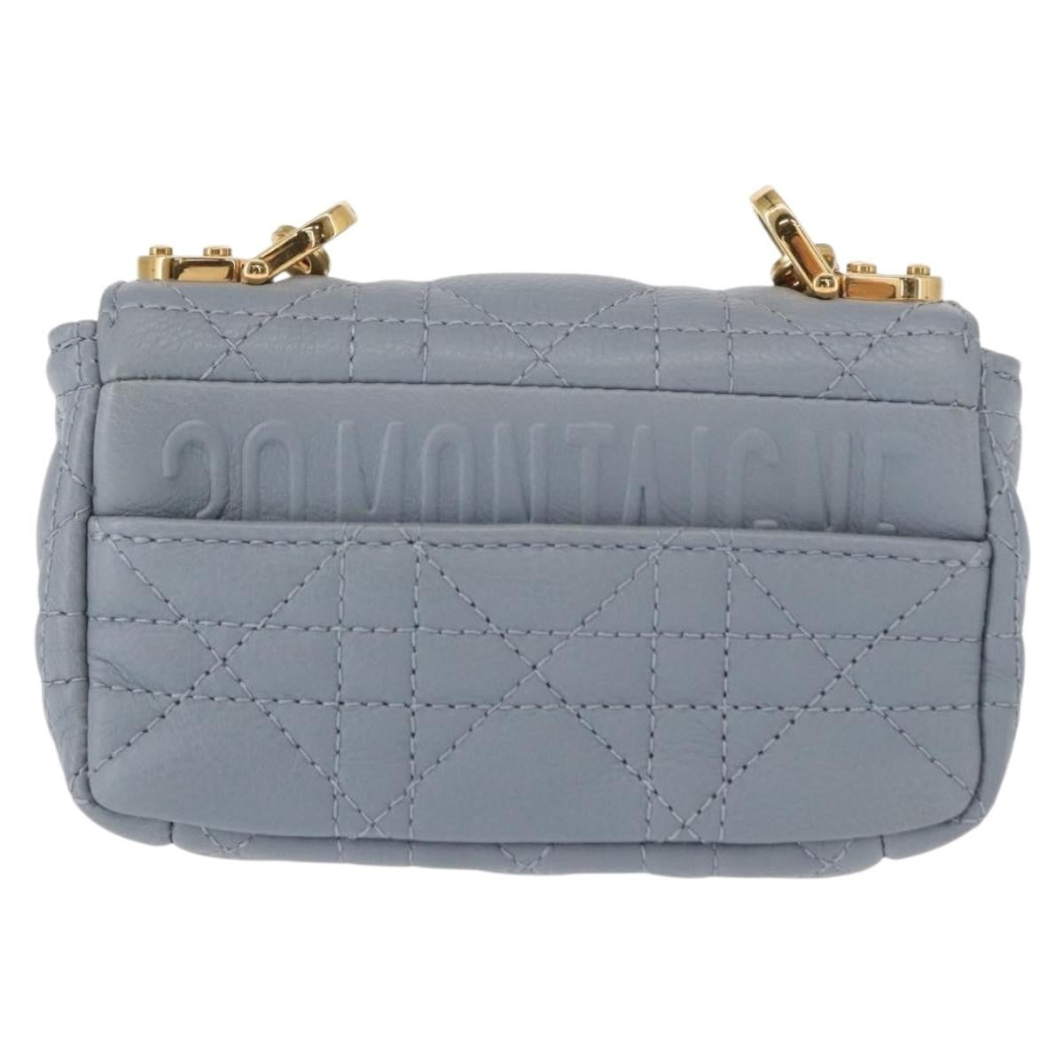 Christian Dior Caro Cannage Quilt Calfskin Blue Leather Shoulder Bag Bag (Pre-Owned)