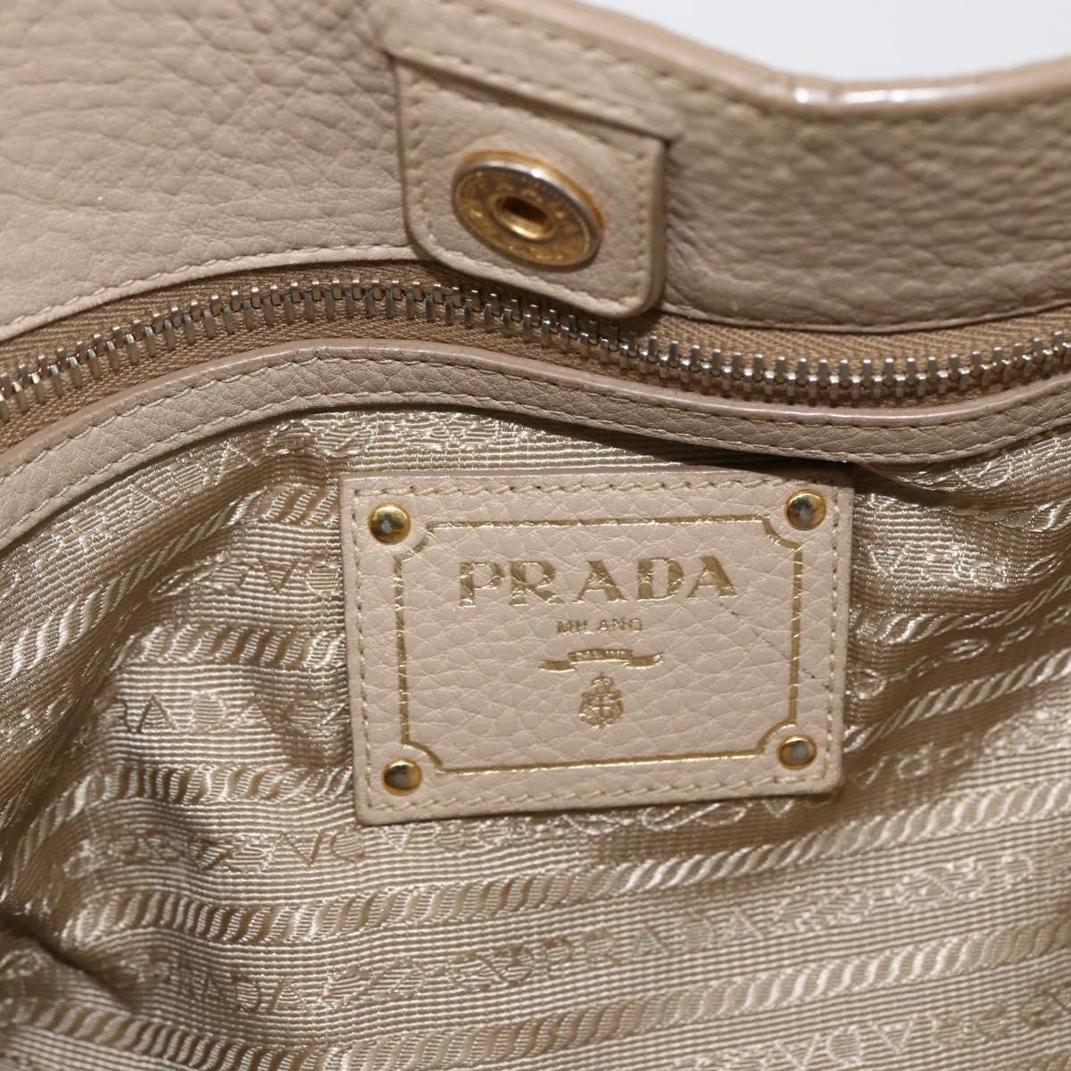 Prada Side Pocket Convertible Vitello Daino Beige Leather Tote Bag Bag (Pre-Owned)