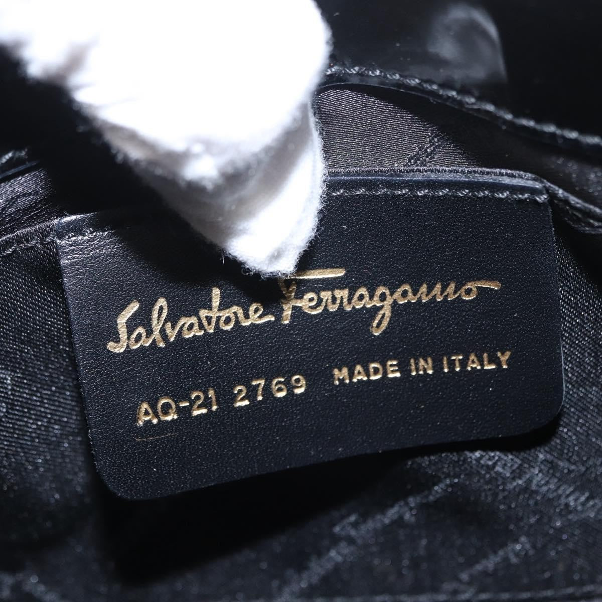 Salvatore Ferragamo Gancini Patent Leather Black Patent_Leather Shoulder Bag Bag (Pre-Owned)