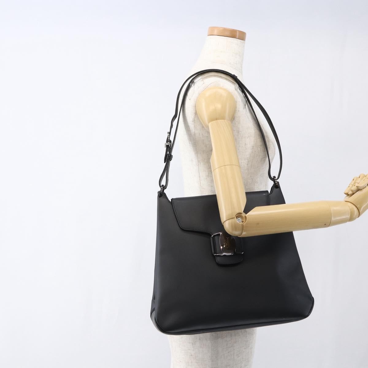 Salvatore Ferragamo Vara Leather Black Leather Shoulder Bag Bag (Pre-Owned)