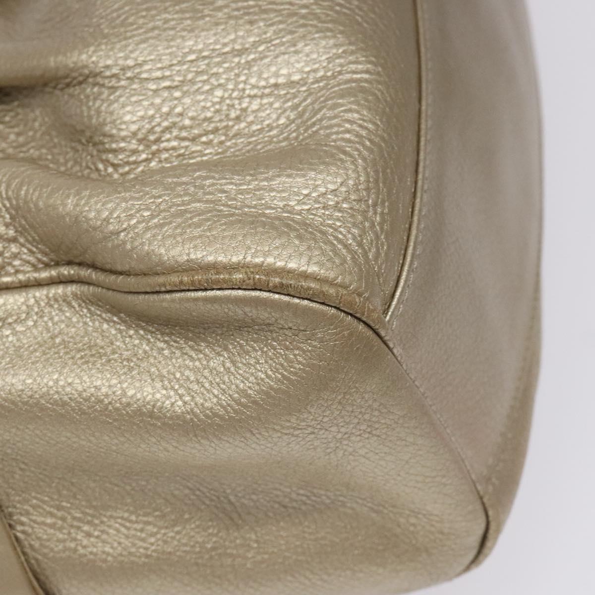 Salvatore Ferragamo Gancini Gold Leather Handbag (Pre-Owned)
