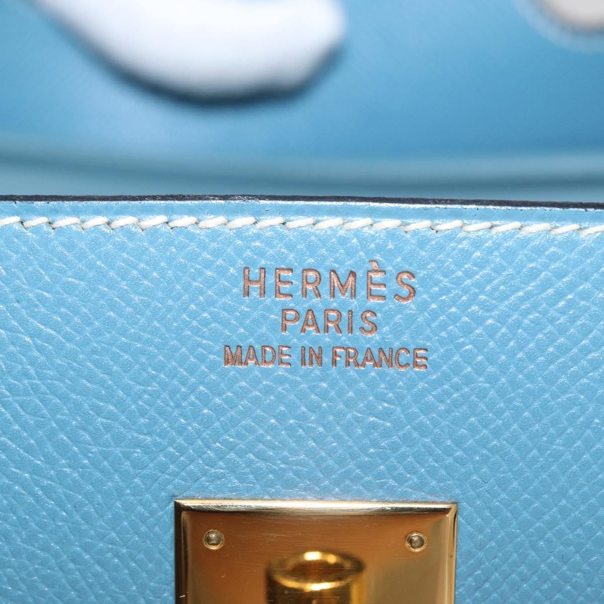 Hermes Birkin Blue Epsom With Gold Hardware Blue Leather Handbag (Pre-Owned)
