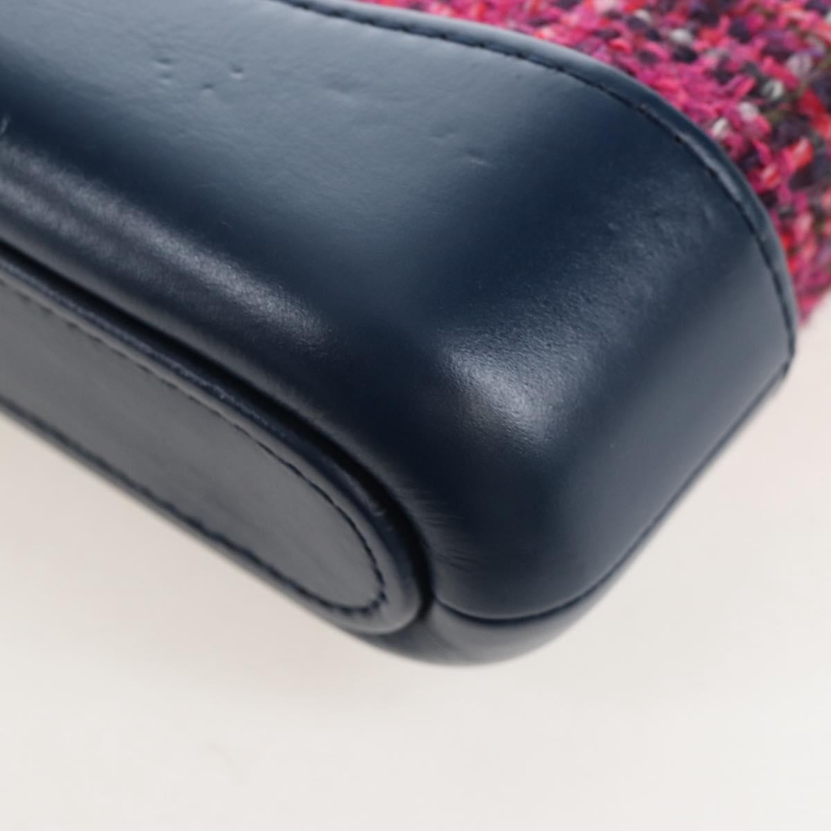 Chanel Gabrielle Double Zip Clutch With Chain Quilted Tweed Pink Tweed Clutche & Pouche Bag (Pre-Owned)