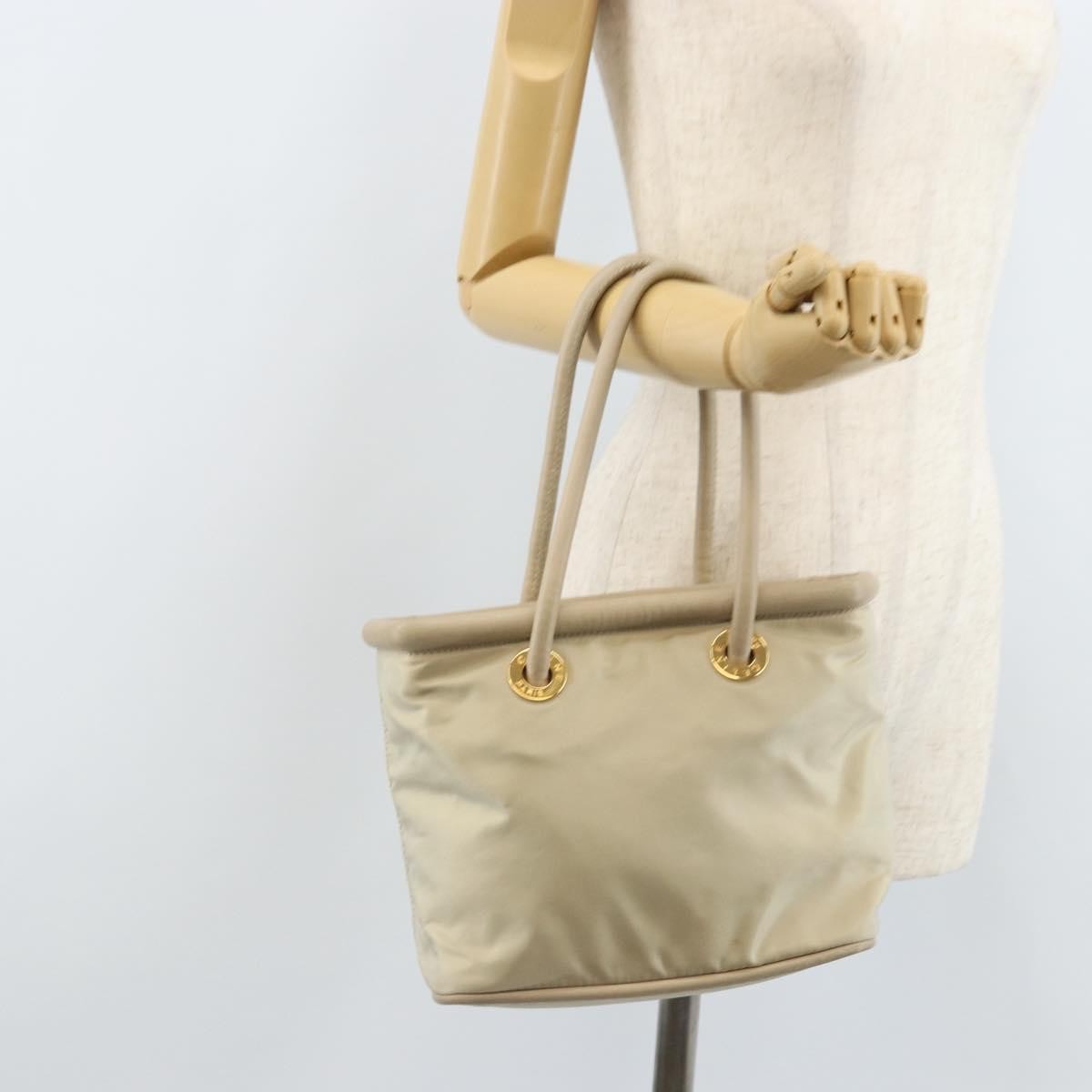 Celine Handbag Nylon Beige Nylon Handbag (Pre-Owned)