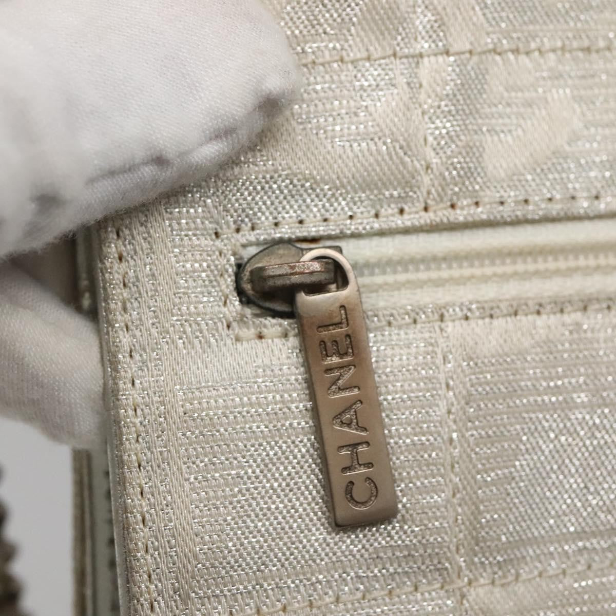 Chanel Travel Line Wallet On Chain Quilted Nylon Silver Nylon Bag (Pre-Owned)