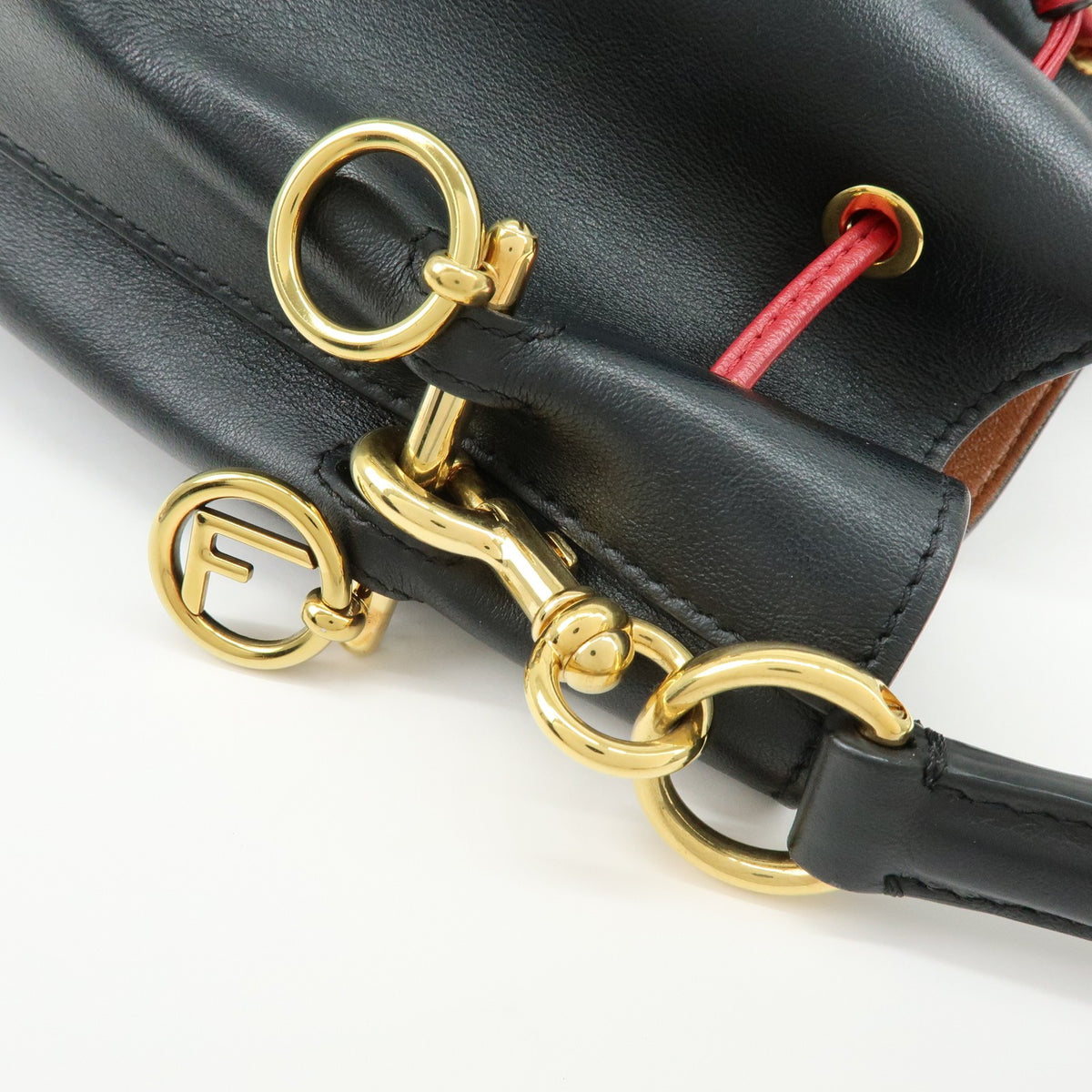 Fendi Mon Tresor Bucket Perforated Leather Black Leather Handbag (Pre-Owned)