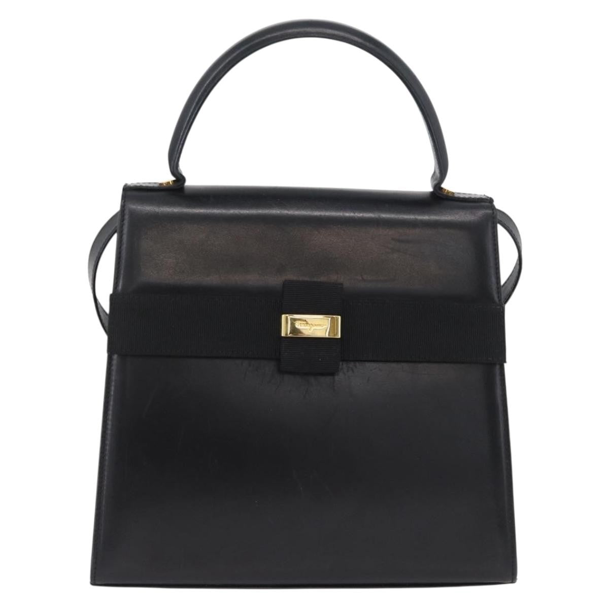 Salvatore Ferragamo Vara Leather Black Leather Handbag (Pre-Owned)