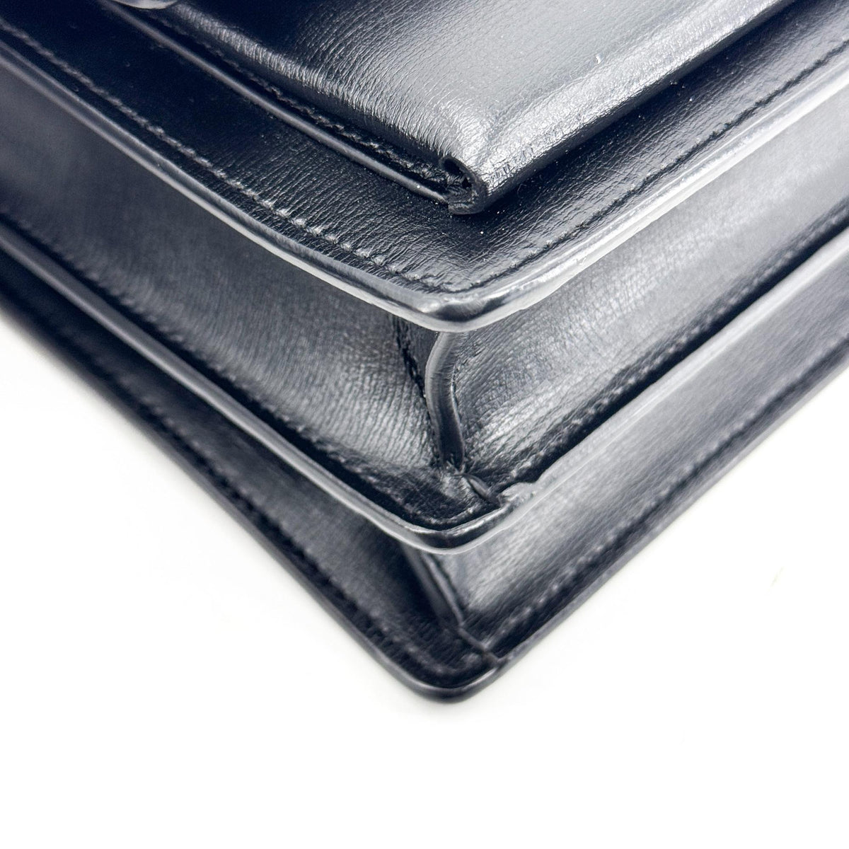 Saint Laurent Sunset Leather Black Calfskin Crossbody Bag Bag (Pre-Owned)